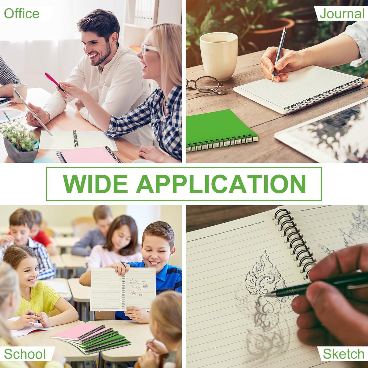 Yahenda Spiral Notebook Bulk A5 Journal Lined 8.3'' x 5.5'' Writing Composition Paper Small Notepad Subject Notebook for Students Office Business Back to School Supplies(Pink,Light Green,18 Pcs)