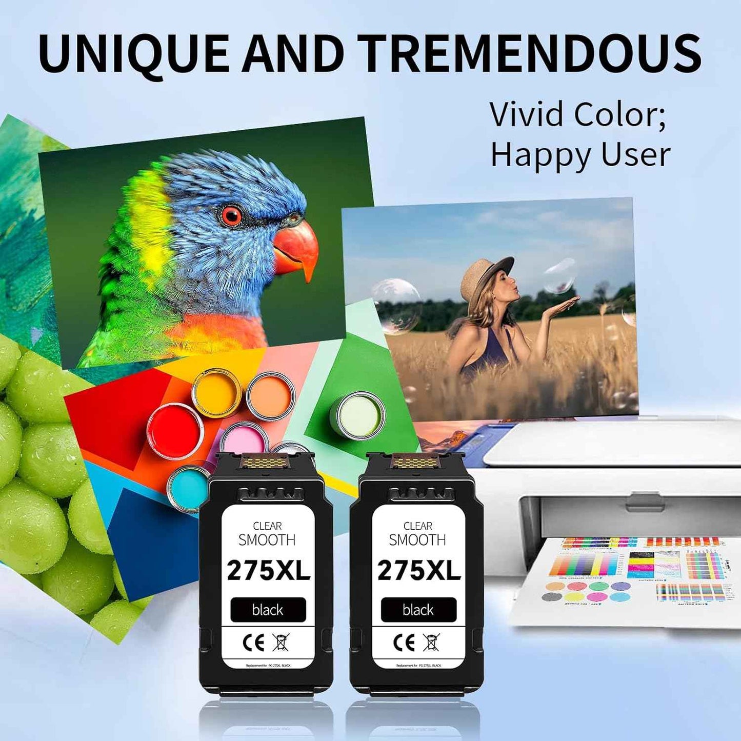 275XL Ink Cartridge Replacement for Canon Ink 275 275XL Black PG-275 PG-275XL Works for Canon PIXMA TR4720 TS3720 TS3500 TS3522 TS3520 TS3722 TR4700 TR4722 TR4723(2 Black)