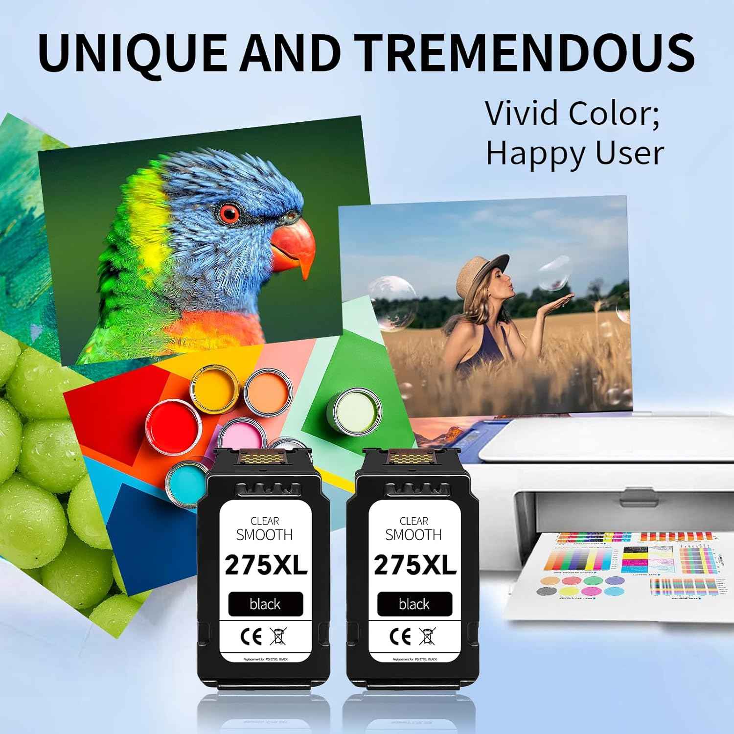275XL Ink Cartridge Replacement for Canon Ink 275 275XL Black PG-275 PG-275XL Works for Canon PIXMA TR4720 TS3720 TS3500 TS3522 TS3520 TS3722 TR4700 TR4722 TR4723(2 Black)
