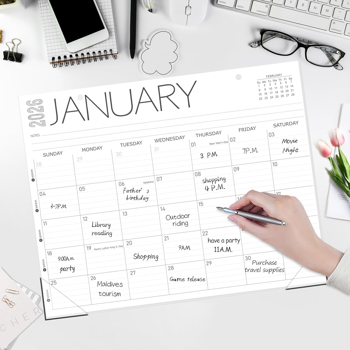 GuassLee Desk Calendar 2026, 12-Month Desk Calendar from January. 2026 to December. 2026, 14" X 11" Monthly Desk Planner, Table Desk Top Calendar with Thick Paper for Office Home Planning & Organizing