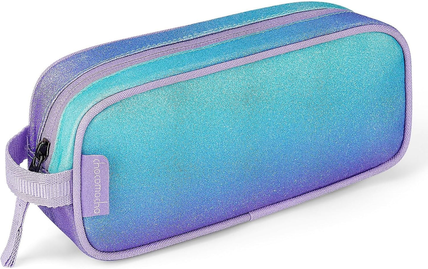 Choco Mocha Kids Pencil Case for Girls, Soft Zipper Pencil Pouch for Girls Pencil Case for School Glitter Pencil Bag for Toddler Girl, Purple