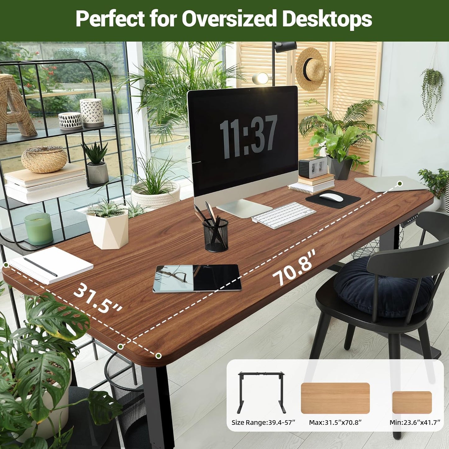 Standing Desk Frame with 330lbs Powerful Dual Motor, Electric Adjustable Height Computer Desk Legs, Sit Stand Up Desk Base with Memory Controller, for Home Office, Black,ED04NB (Frame Only)