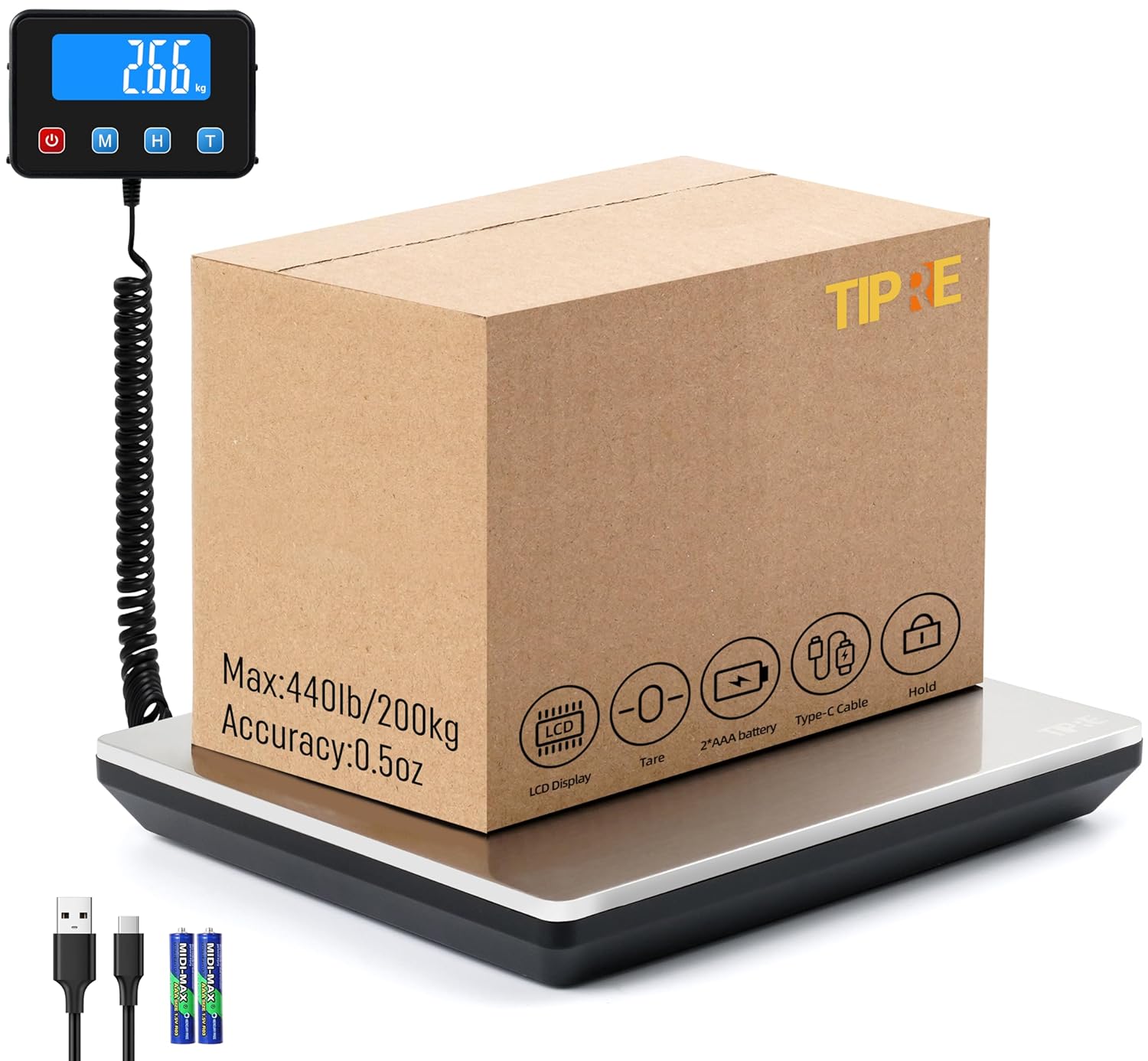 Digital Shipping Postal Scale 0.5 oz High Accuracy！440lb Commercial Weight Scale for Package, Small Business, Mail, Warehouse, Home, Battery & Charging Cable Included - Lumora Desk