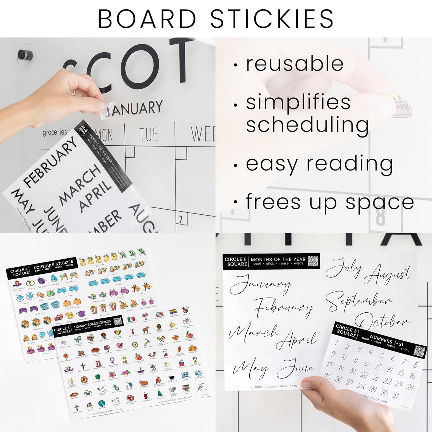 Personalized Clear Acrylic Calendar for Wall, Calendar Whiteboard for Wall, Dry Erase Wall Calendar, Wall Calendar Organizer System for Home (Cursive, Jade, 14"W x 11"H)