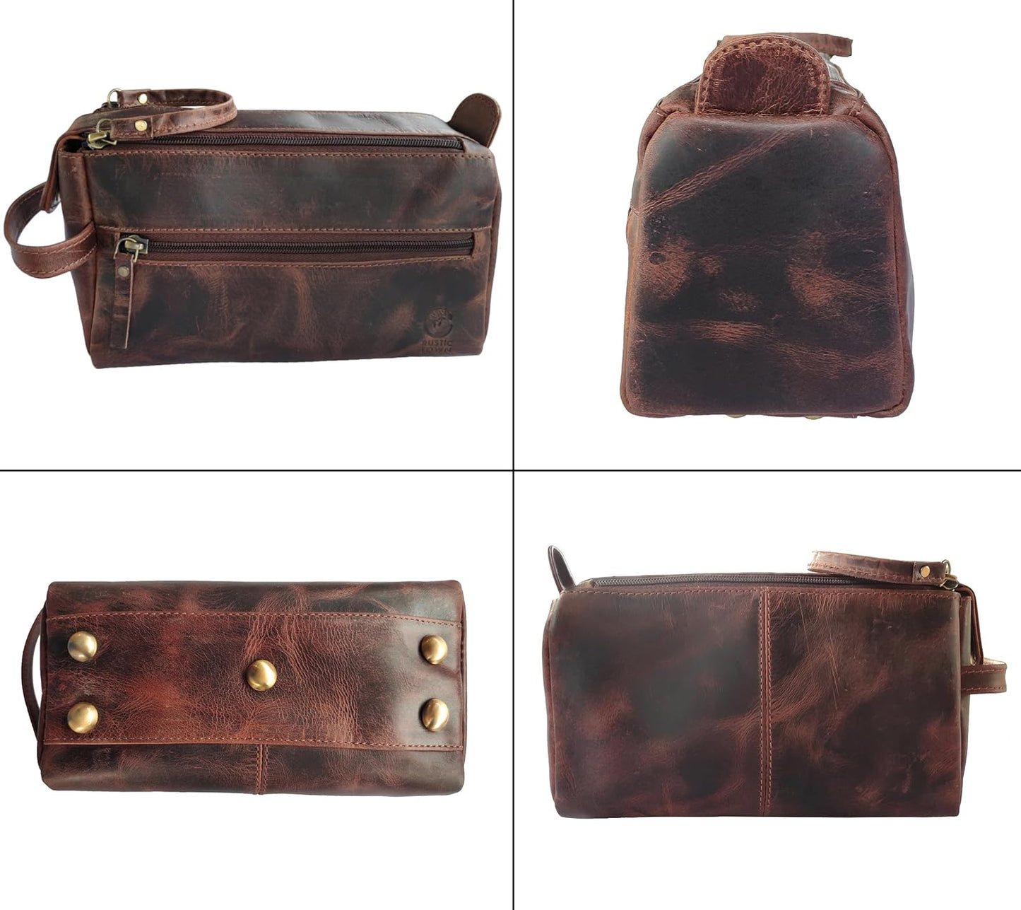 Leather Wash Bag for Men - Travel Toiletry Bag - Shaving Dopp Kit Toiletries Organizer - Leather Makeup Bag for Women