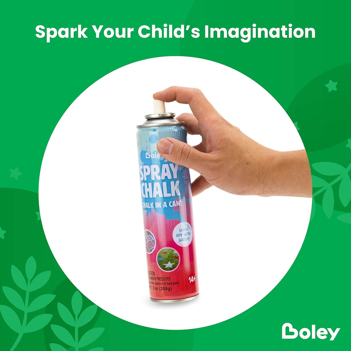 Boley Spray Chalk – 8 Pack Washable Chalk Spray Paint, 7 oz Each, Non-Toxic, Vibrant Outdoor Colors for Pavement, Grass, Sand & Snow – Fun Gift for Teens & Families, Ages 14+