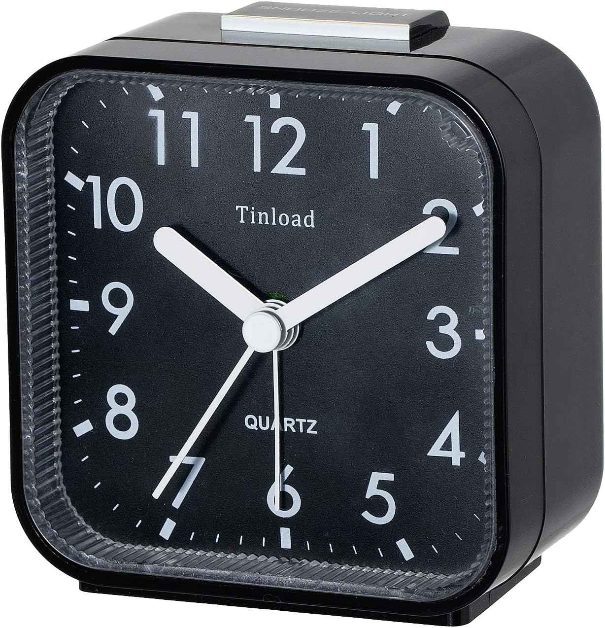 Tinload Small Battery Operated Analog Travel Alarm Clock Silent Non Ticking, Gentle Wake, Ascending Beep Sounds, Snooze,Lighted on Demand, Easy Set