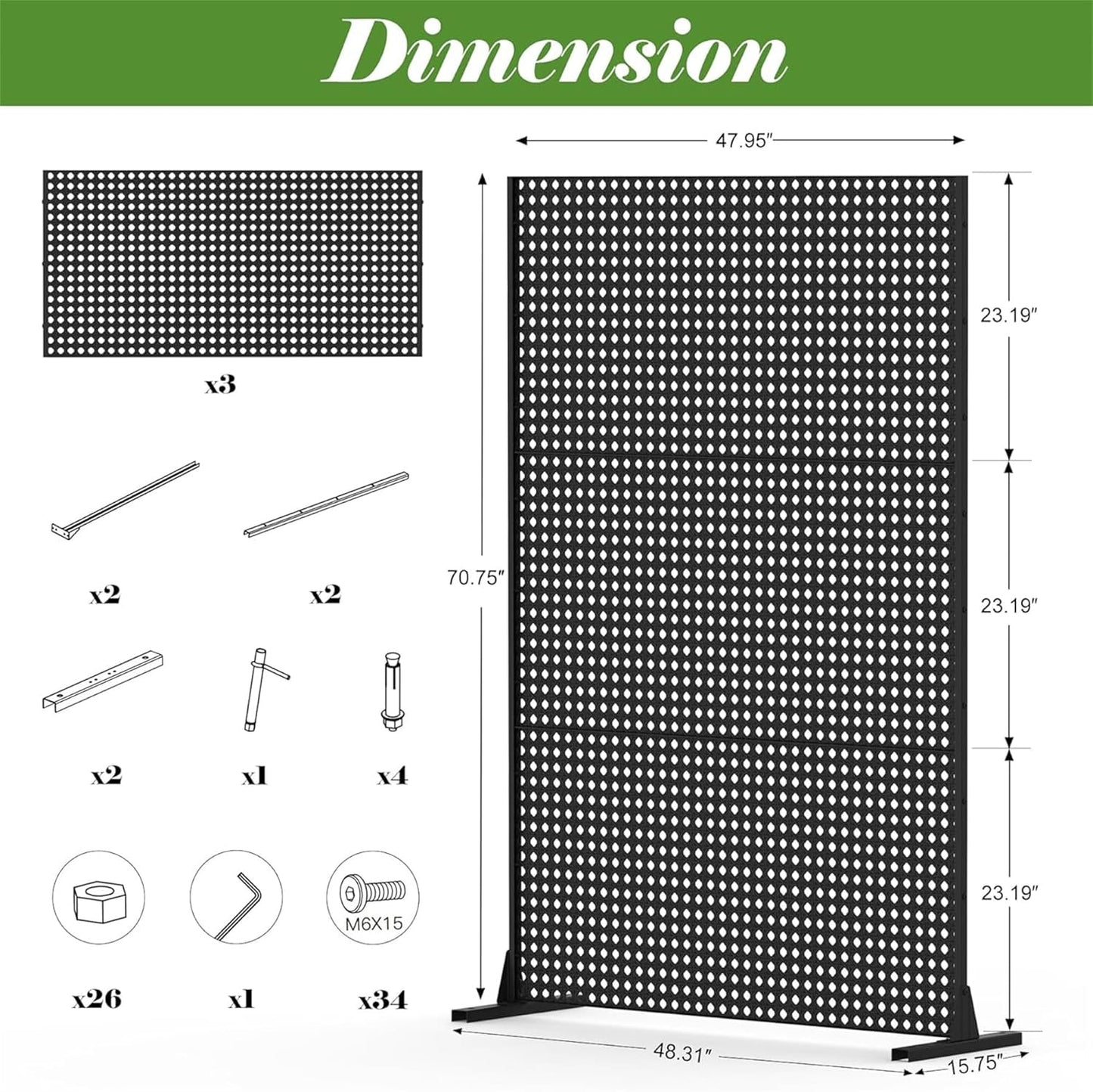 NicBex Room Divider 1 Panel Room Dividers with Rhombus Pattern Design Partition Room Dividers and Metal Privacy Screens Wall Divider for Outdoor, Room Separation,48.31" W x 15.75" D x 70.75" H, Black - Lumora Desk