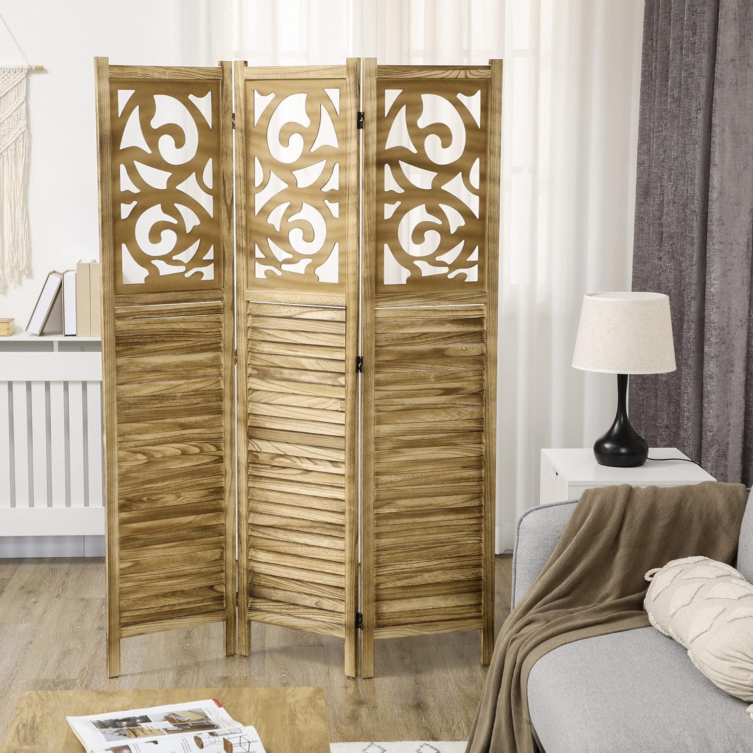 NicBex Room Divider 3 Panel Room Dividers with Floral Design Partition Room Dividers and Folding Privacy Screens 5.5 FT Wall Divider for Home, Office, Room Separation,47.25"W x 0.75"D x 67"H, Brown - Lumora Desk