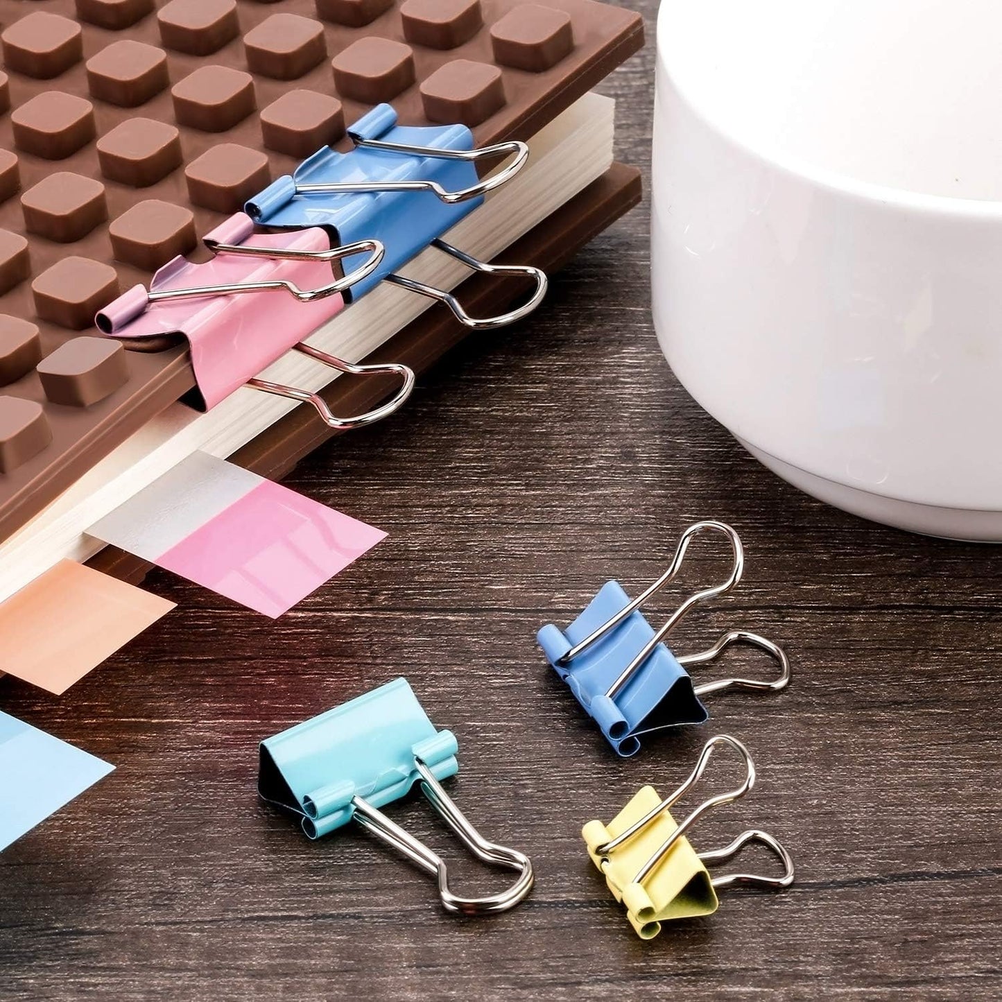 TecUnite 150 Pcs Binder Clips Assorted Sizes Pastel Paper Clamps Clips Large Medium Small Clips Office Supplies
