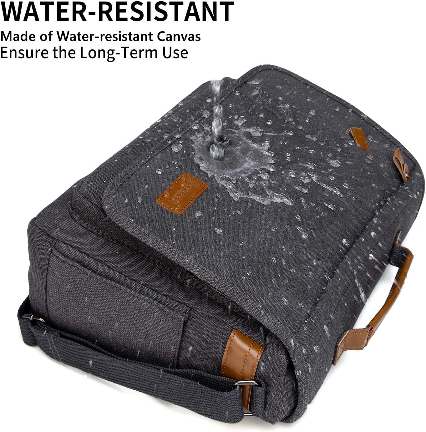 ESTARER Laptop Messenger Bag 17-17.3 Inch Water-resistant Canvas Shoulder Bag for Work College, Grey