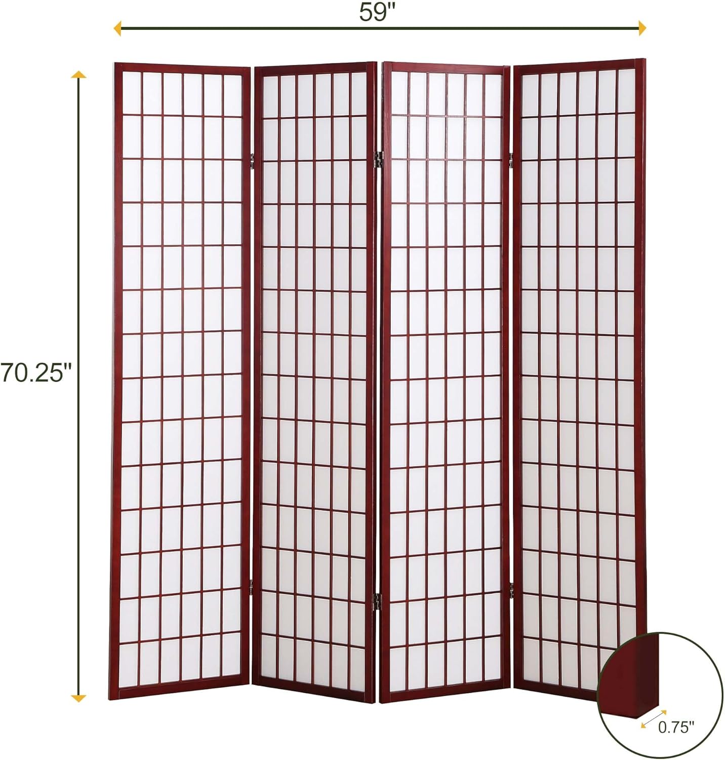 NicBex Room Divider 4 Panel Room Dividers with Oriental Style Partition Room Dividers and Folding Privacy Screens Wall Divider for Home, Office, Room Separation,72" W x 2" D x 72" H, Cherry - Lumora Desk