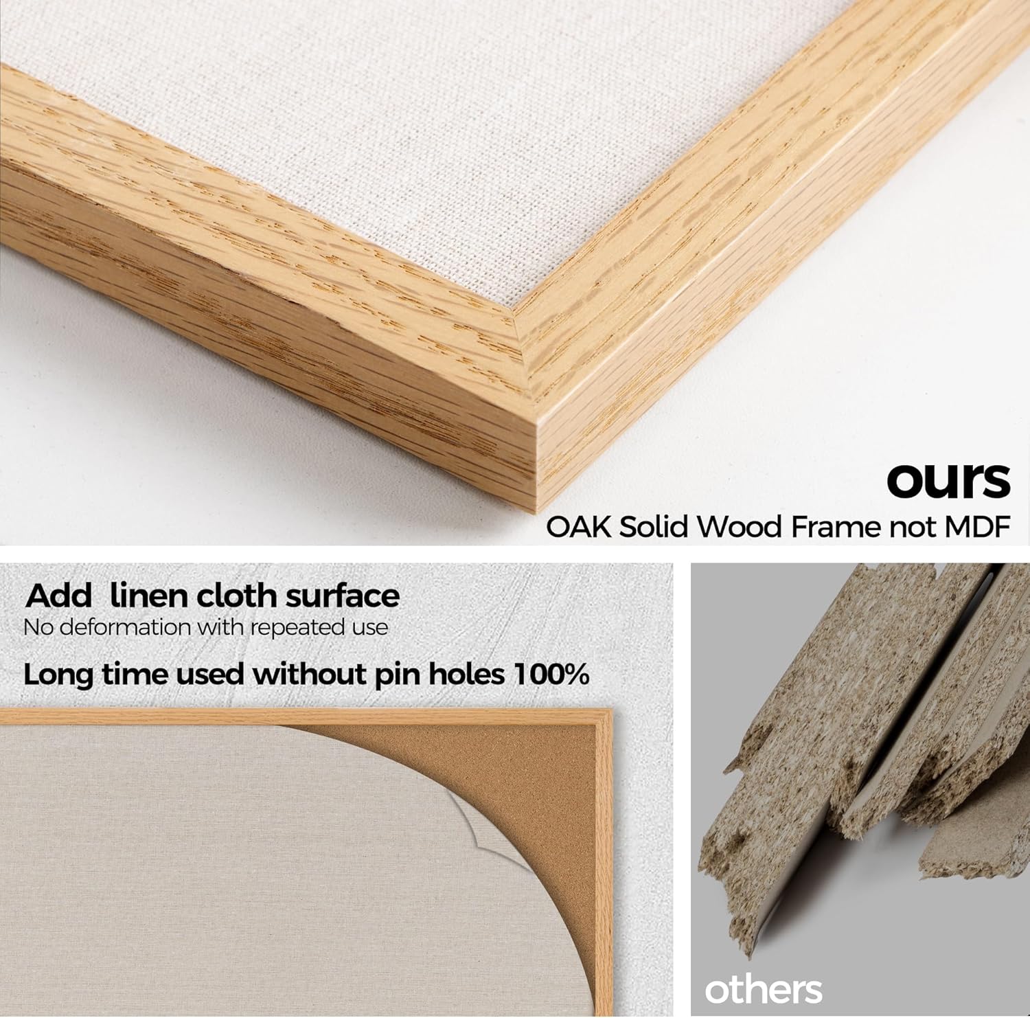 Fun Memories Cork Board Bulletin Board for Office, 20" x 30" Oak Wooden Framed Corkboard, Wall Mounted Notice Pin Board for School Home & Office, Natural Wood - Lumora Desk