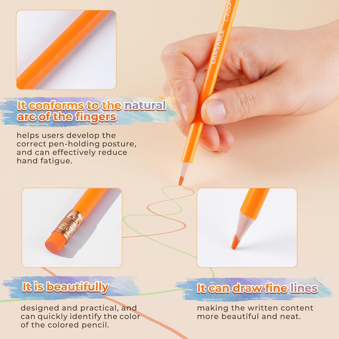 Smilo 12-Count Erasable Colored Pencils with Erasers - Vibrant & Smooth Colors for Drawing, Coloring Books, School Art Projects - Premium Art Supplies for Kids, Adults & DIY Crafts