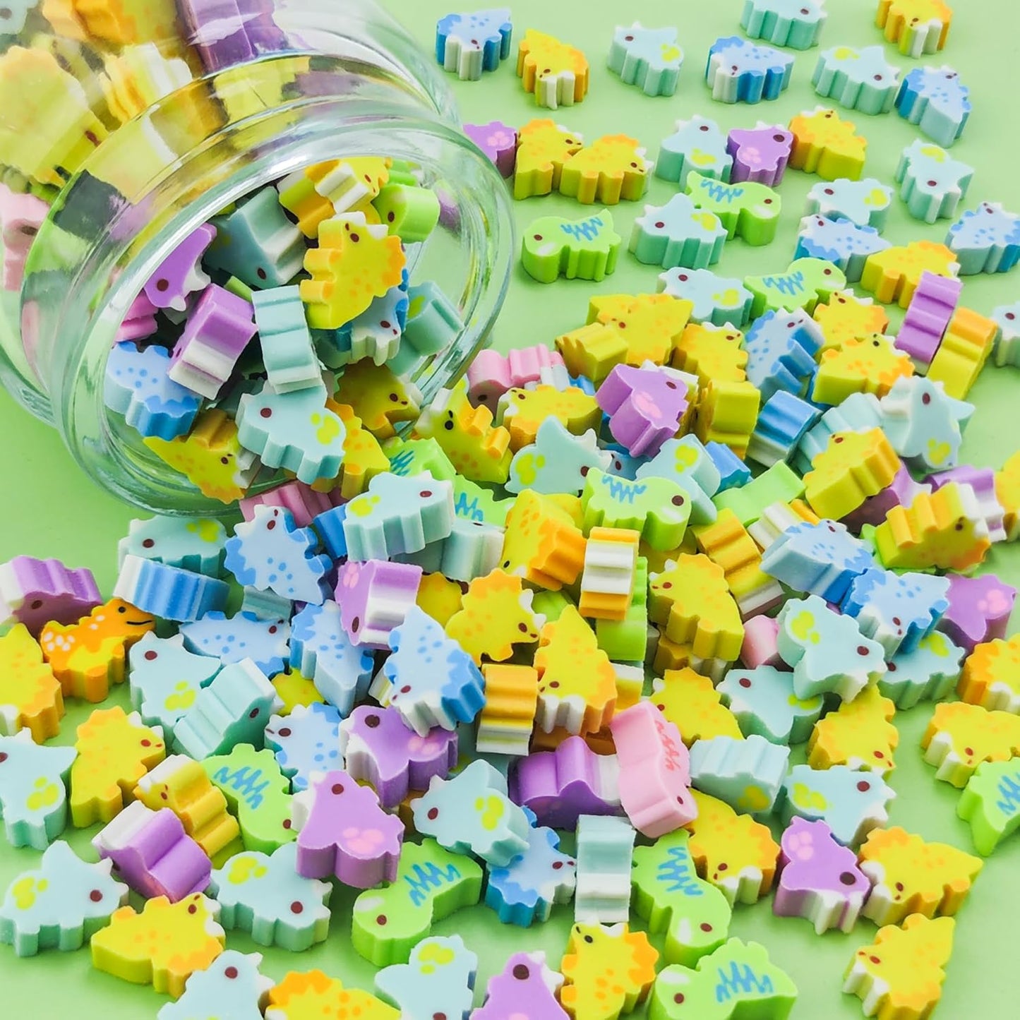 200pcs Dinosaur Mini Erasers for Kids, Bulk Cute Pencil Erasers Small Fun Erasers for Classroom Rewards Party Favors Gift Filling Eraser