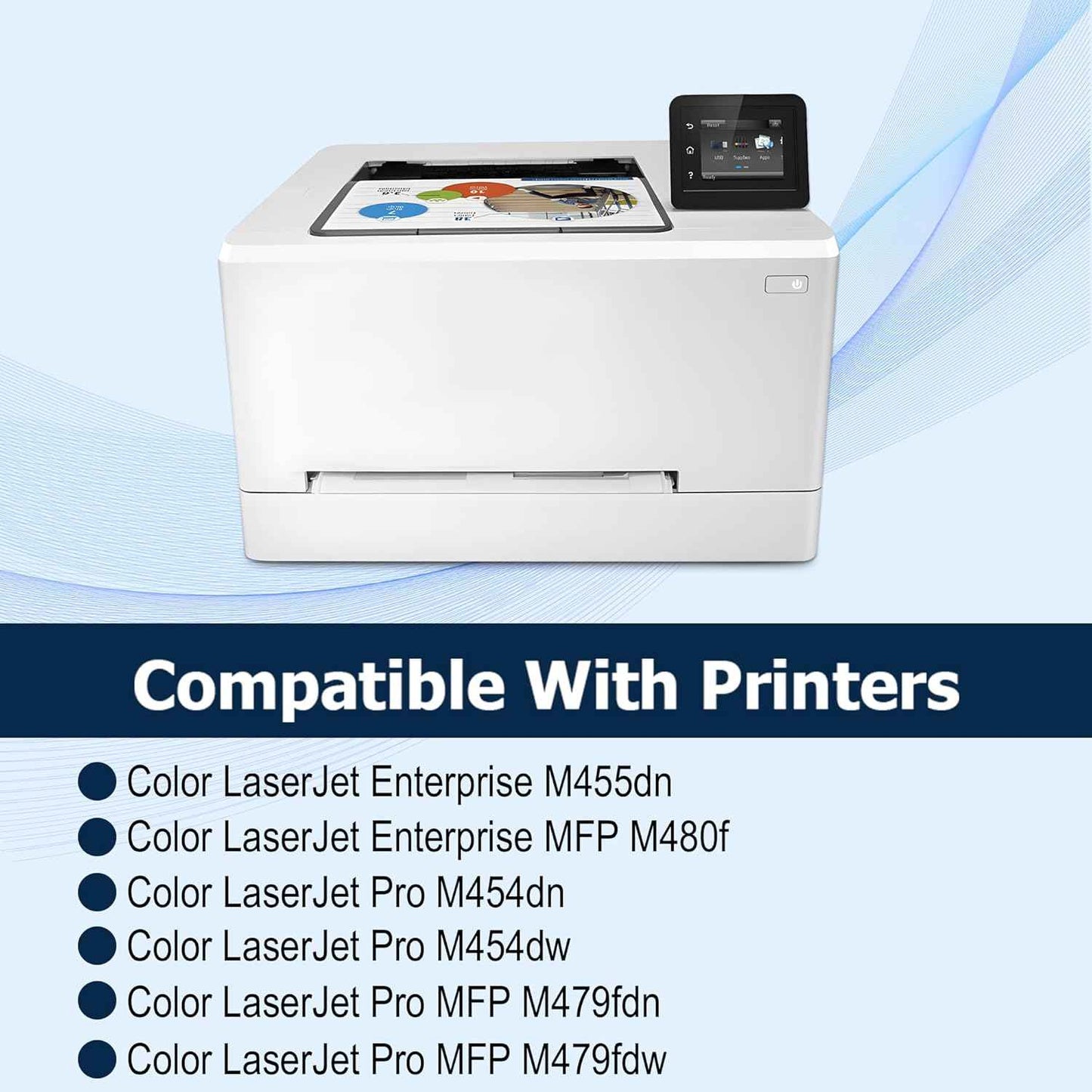 414A Toner Cartridges Replacement for HP Color LaserJet Pro MFP M479fdw MFP M479fdn, Enterprise MFP M454dw M454dn M480f M479 M454 Printer Ink (Black,Cyan,Magenta,Yellow)