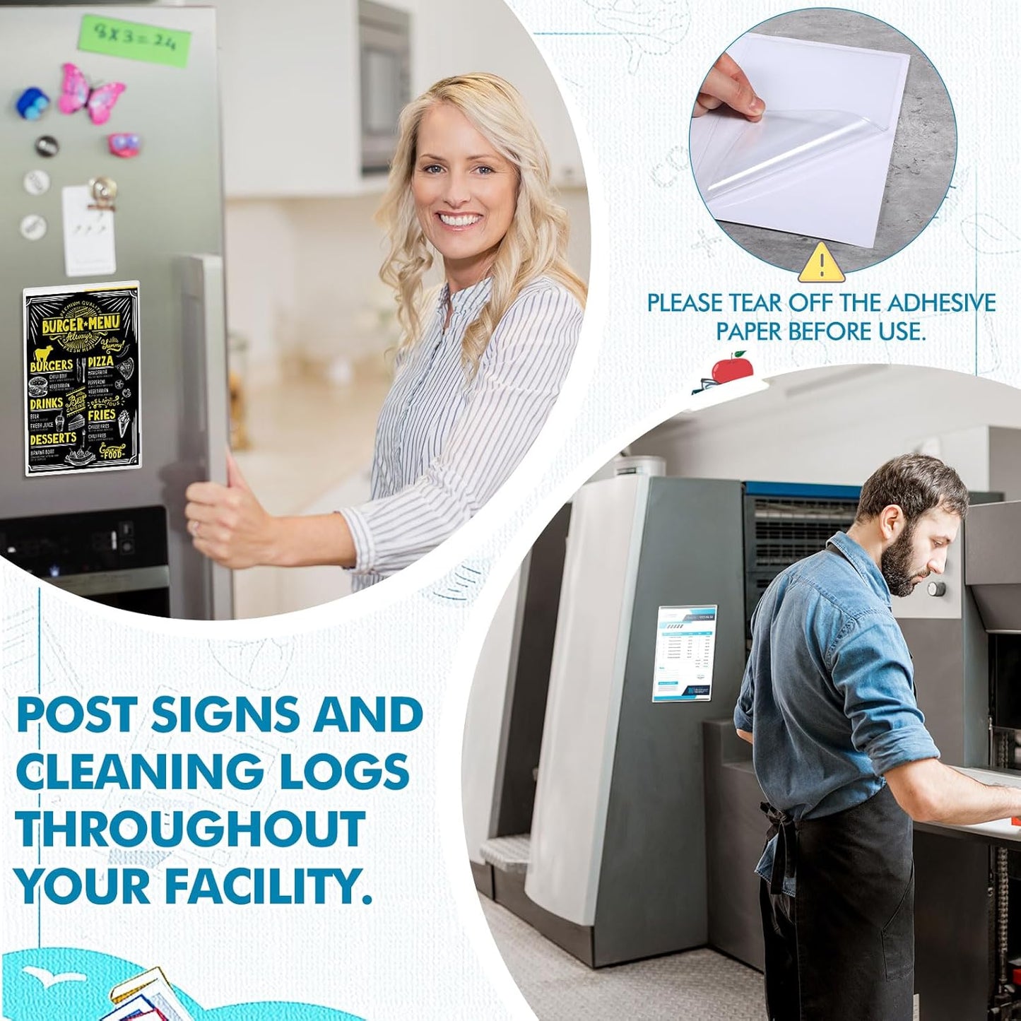 Outus Self Adhesive Shop Ticket Holders Clear Plastic Sleeves Adhesive Pockets Work Order Job Ticket Holders for Home Office Posting Signs(5 x 8 Inch,200 Pcs)