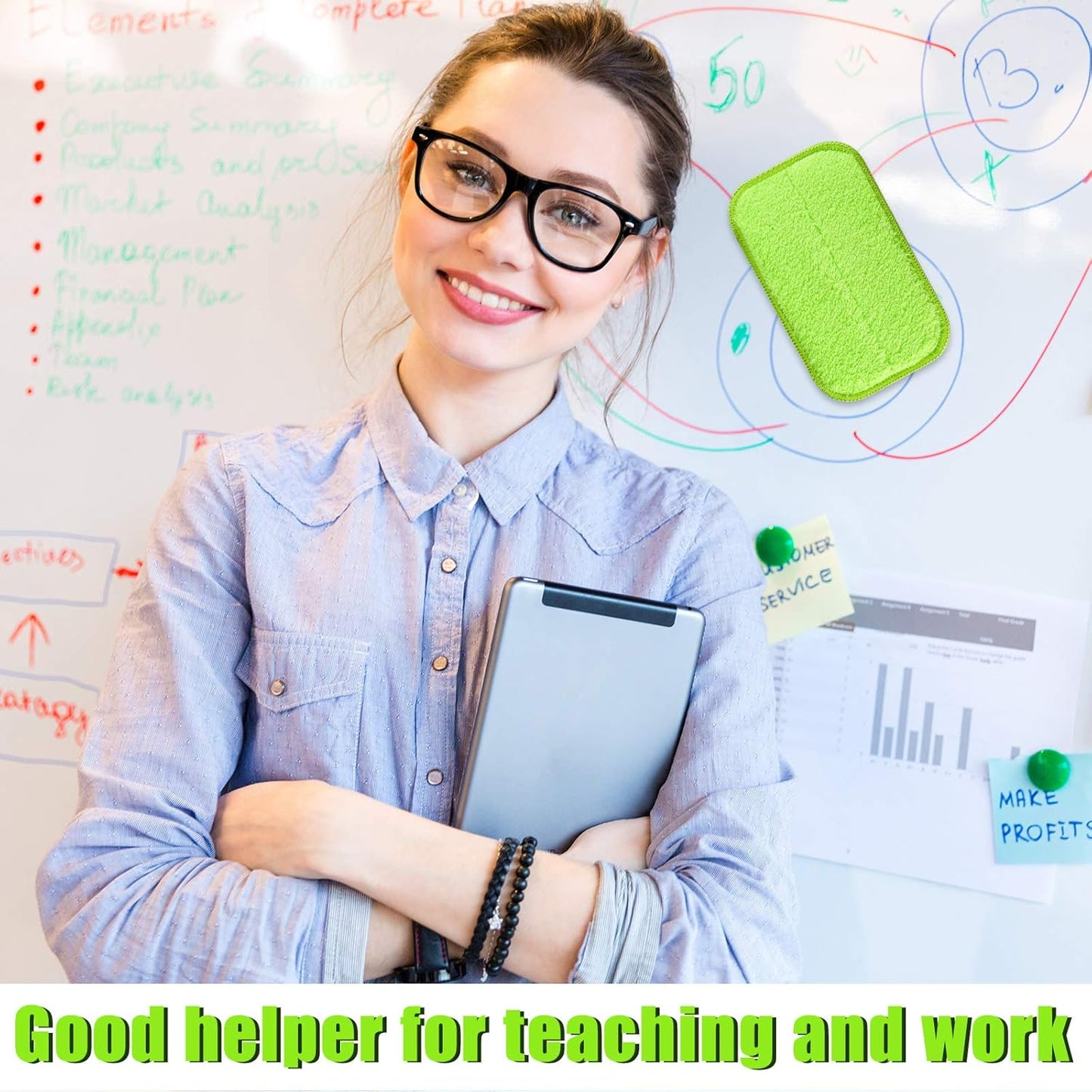 Zonon 3 Pcs Pcs Chalk Eraser Bulk Chalk Board Chalkboard Erasers Dust Free for Blackboard Dry White Board Whiteboard Magnetic Reusable for Classroom Markers, Home and Office (Blue)