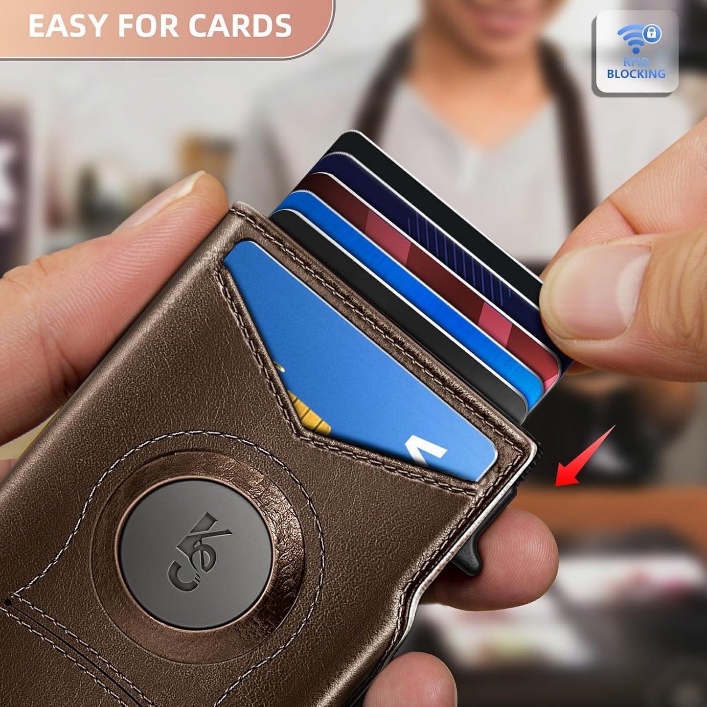 KEMISANT Airtag Wallet Men,Mens Slim Front Pocket Wallet Money Clip Standard or Apple Airtag Use 3.8"×2.8"×0.9"