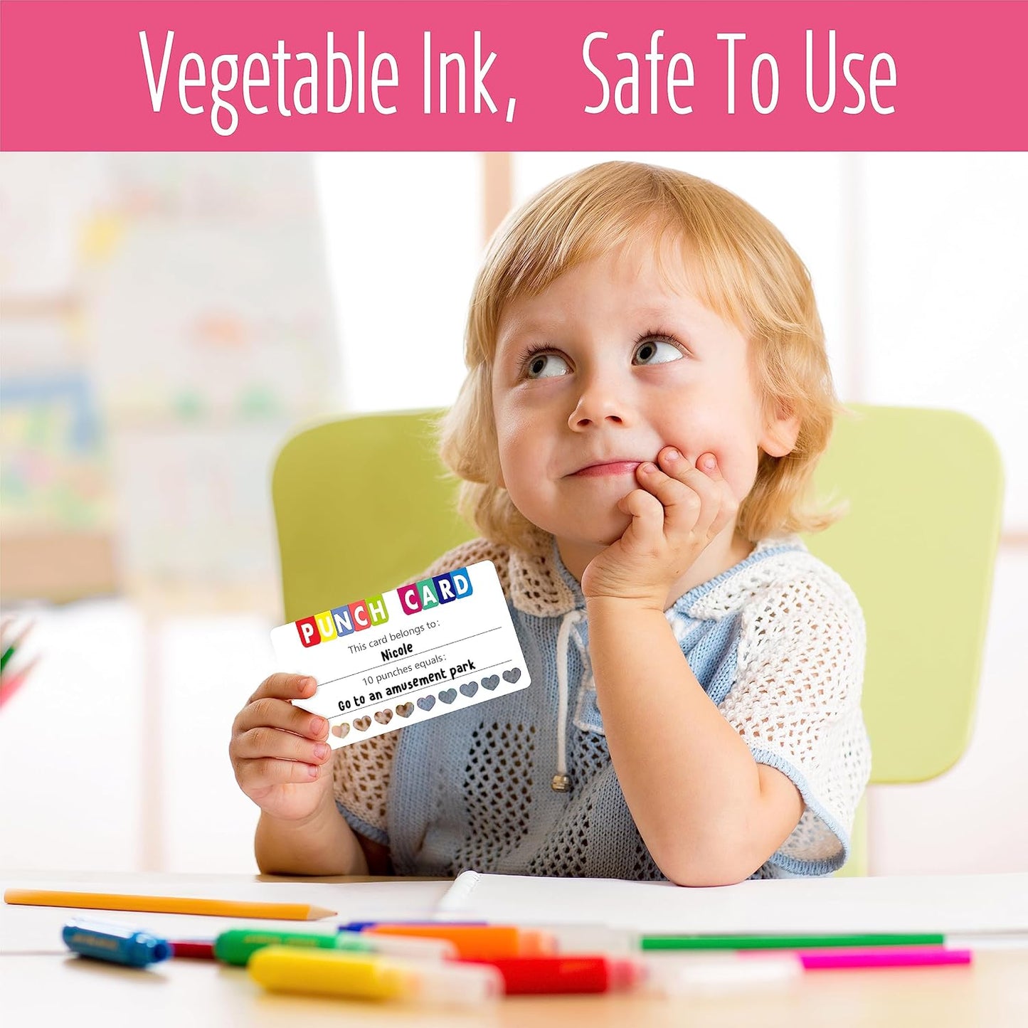 200 PCS Punch Cards, Incentive Card with Handheld Puncher Kit Heart Shaped Incentive Loyalty Reward Cards Boost Creativity & Skills Development for Business, Classroom, Students Behavior, 3.5” x 2”