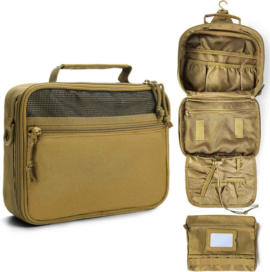 SMONT Tactical Toiletry Bag for Men, 9.5" Hanging Dopp Kit Shaving Hygiene Bag for Traveling Bathroom