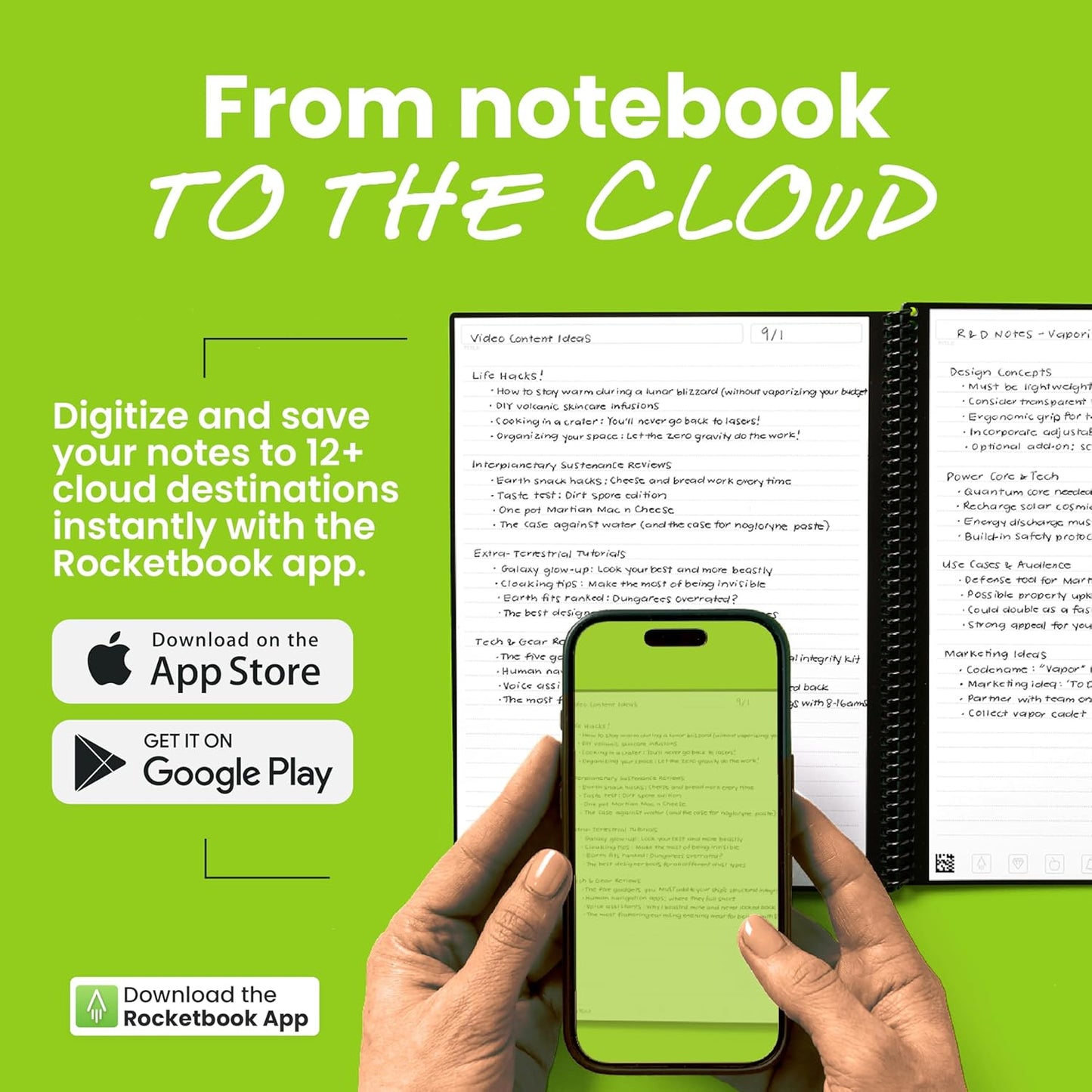 Rocketbook New Core Reusable Spiral Notebook, Letter Size 8.5x11, Gray - Lined Pages, App-Connected, Erasable, Durable Cover, Ideal for School, Work, and Creative Projects