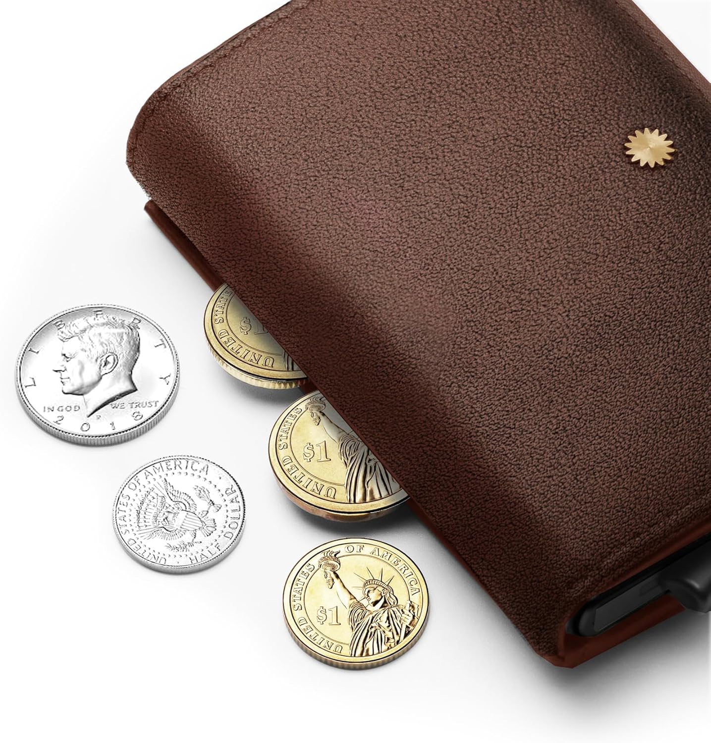 Unisex Trifold Cardholder Wallet/Genuine Leather Wallet / W5 (Coffee)