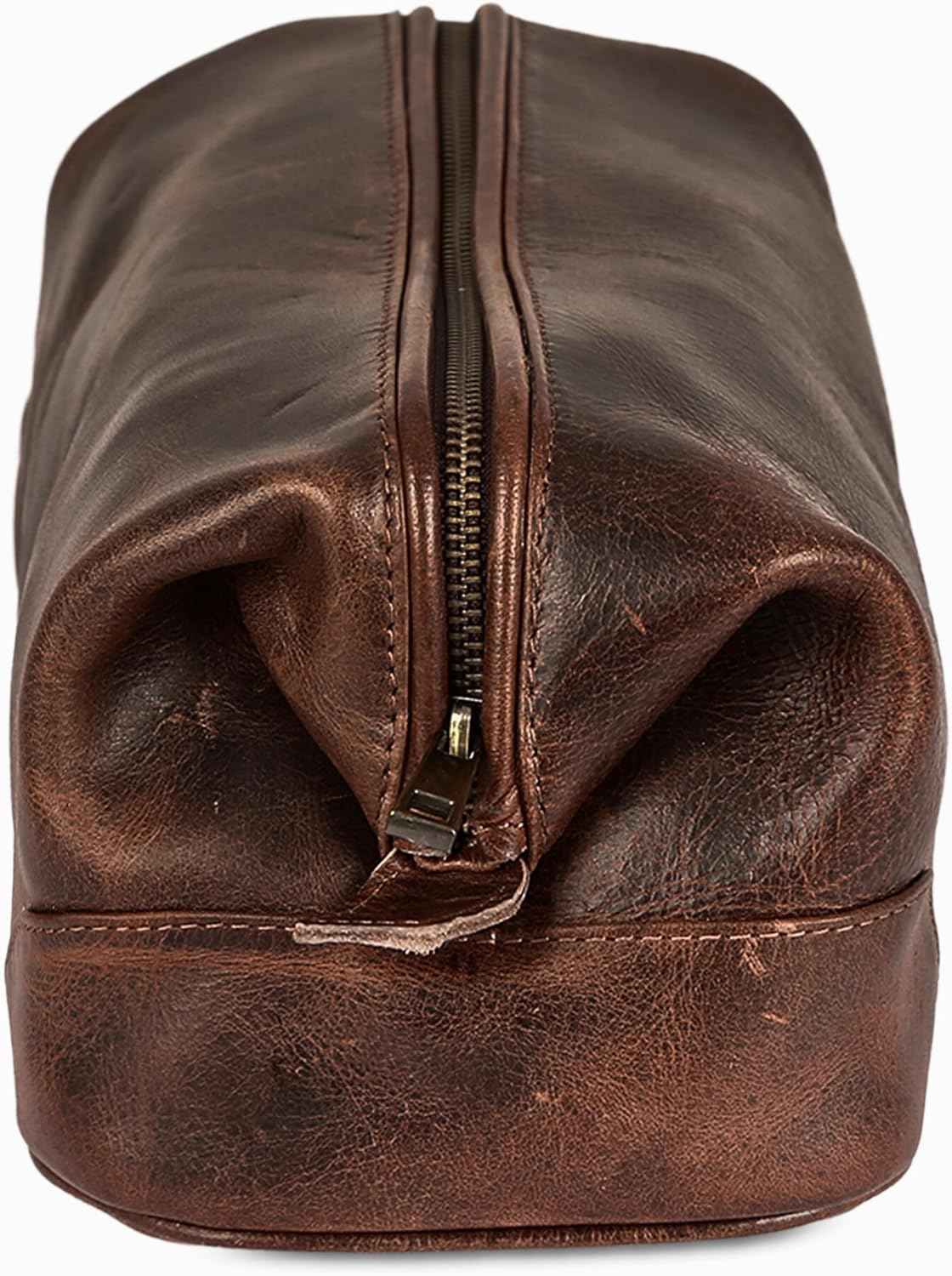 HLC Leather Toiletry Bag for Men Best Gift Premium Genuine Dopp Kit Shaving Kit Organizer Travel Kit Pouch Bag 10 inch Size (Brown)