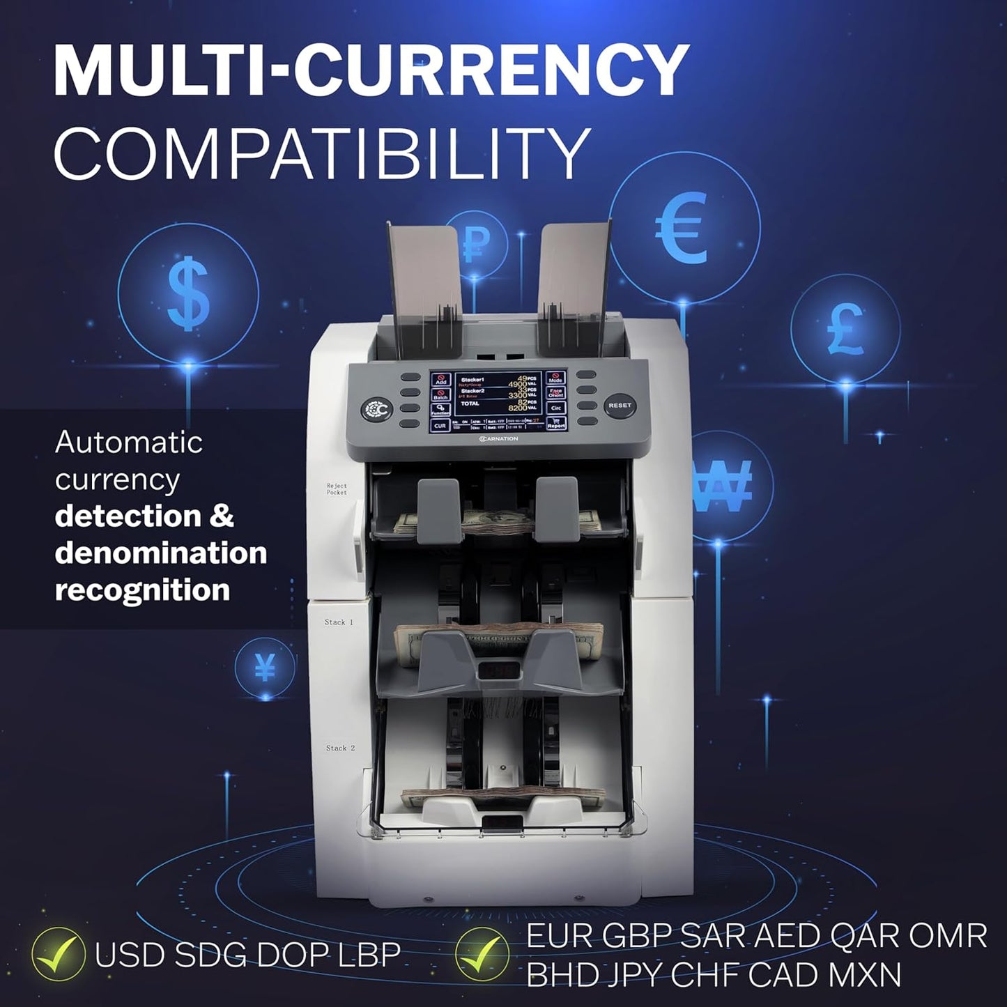 Bank Grade Mixed Denomination Bill Counter and Sorter CR2500 with Printer - Full Spectrum Counterfeit Detection PC Suite 2 Year Warranty (CR2500)