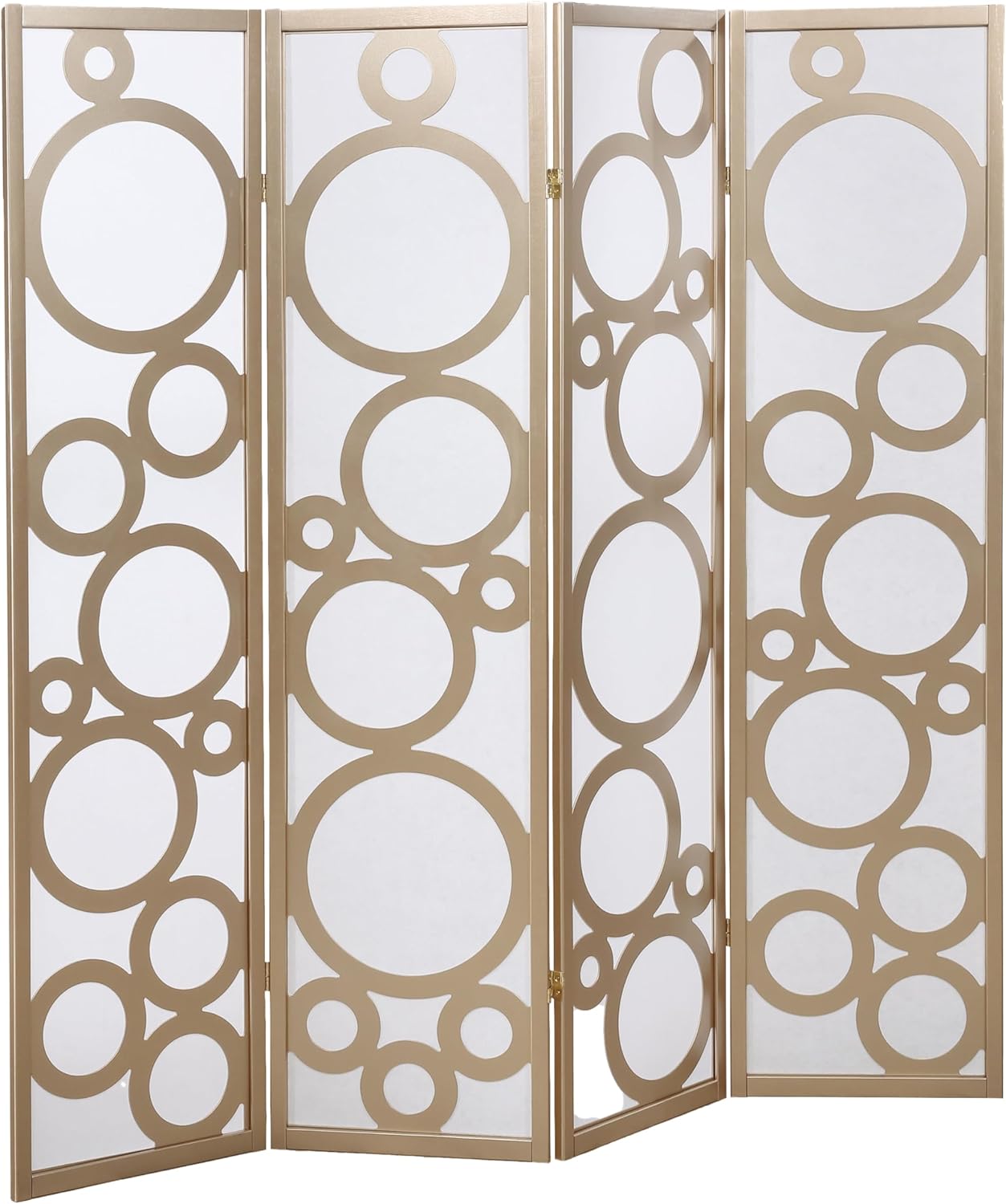 NicBex Room Divider 4 Panel Room Dividers with Circle Pattern Partition Room Dividers and Folding Privacy Screens Wall Divider for Home, Office, Room Separation,70" W x 1" D x 70" H, Gold - Lumora Desk