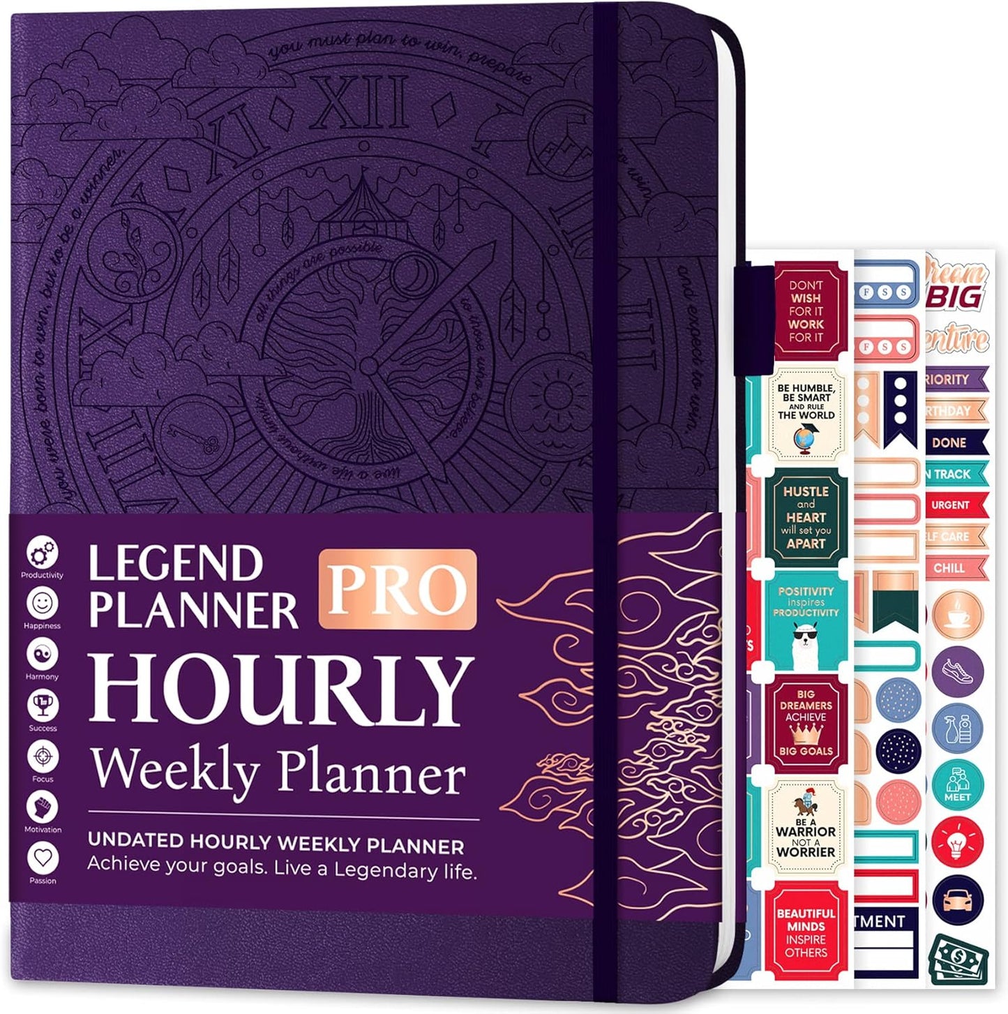 Legend Planner PRO Hourly Schedule - Weekly & Daily Organizer with Time Slots. Appointment Book Journal for Work & Personal, A4 (Purple)
