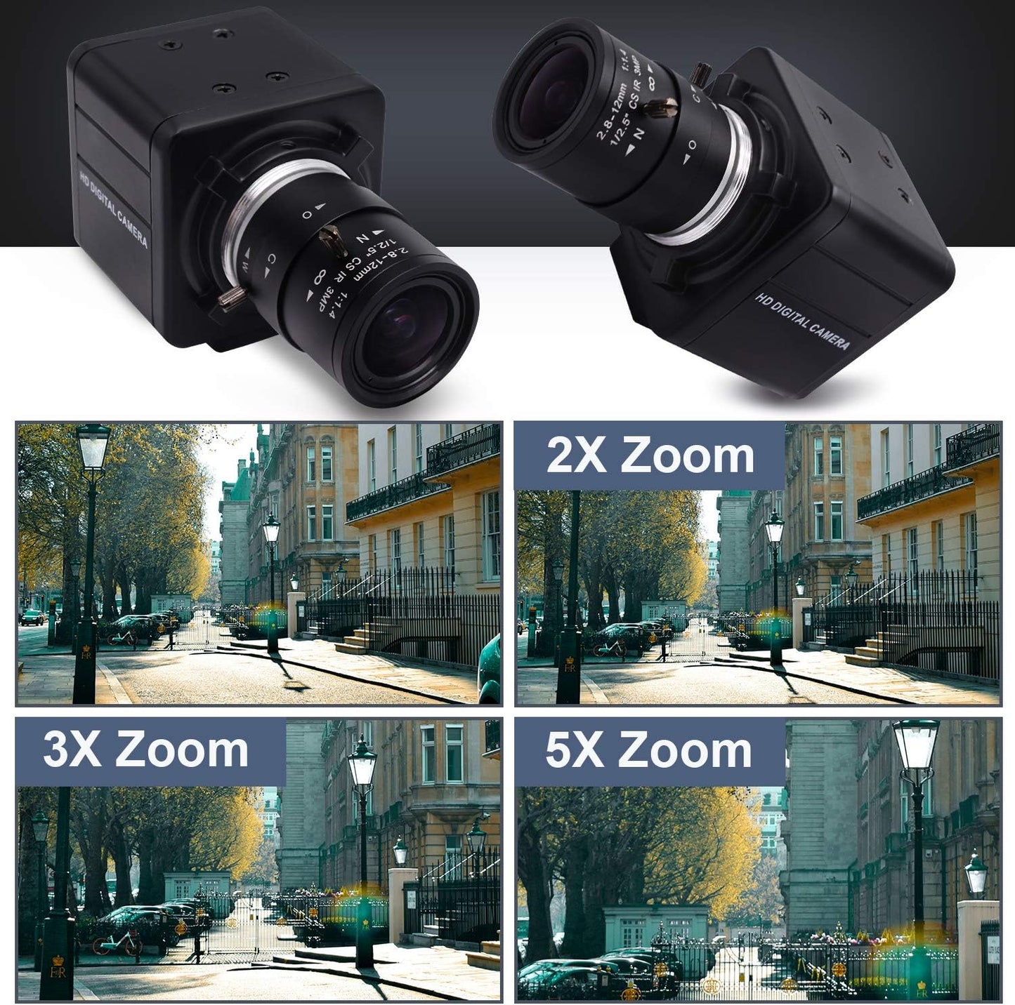 SVPRO 2.8-12mm Manual Zoom Lens 1080P Full HD Webcam Wide Angle Portable PC Computer USB Camera for Streaming with CMOS OV2710 Sensor for Windows,Android,Linux, MAC OS,1/4 Inches Screw Mount