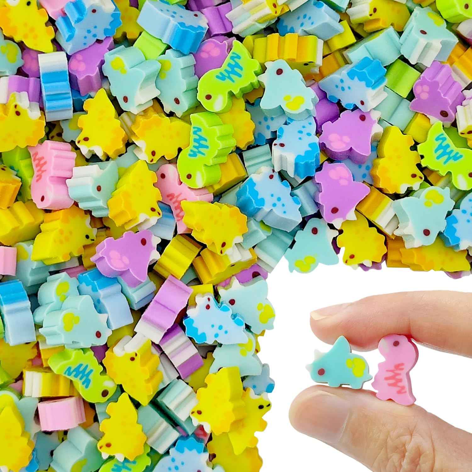 200pcs Dinosaur Mini Erasers for Kids, Bulk Cute Pencil Erasers Small Fun Erasers for Classroom Rewards Party Favors Gift Filling Eraser