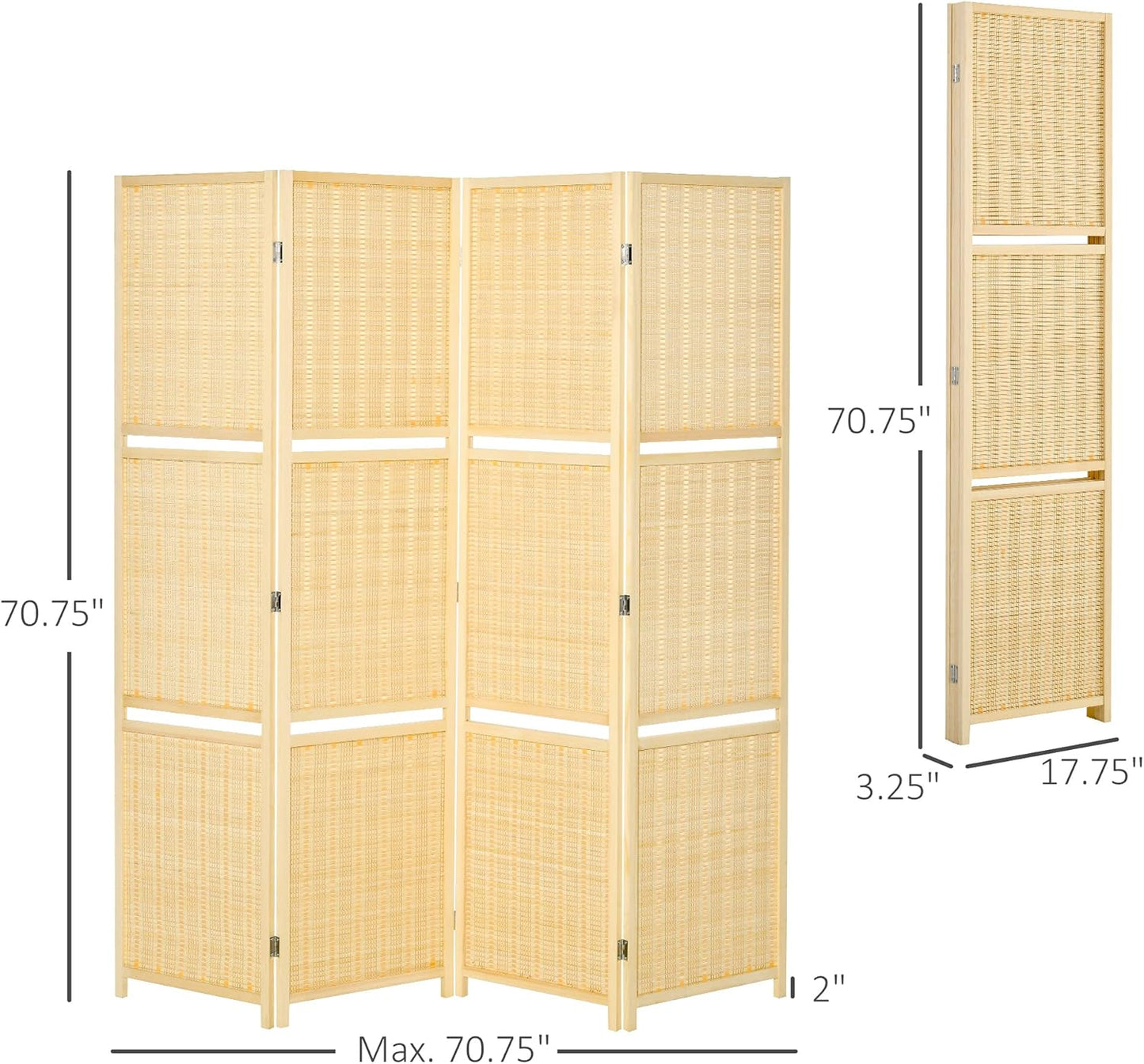 NicBex Room Divider 4 Panel Room Dividers with Storage Shelves Partition Room Dividers and Folding Privacy Screens 6 FT Wall Divider for Office, Room Separation,70.75" W x 0.75" D x 70.75" H, Natural - Lumora Desk