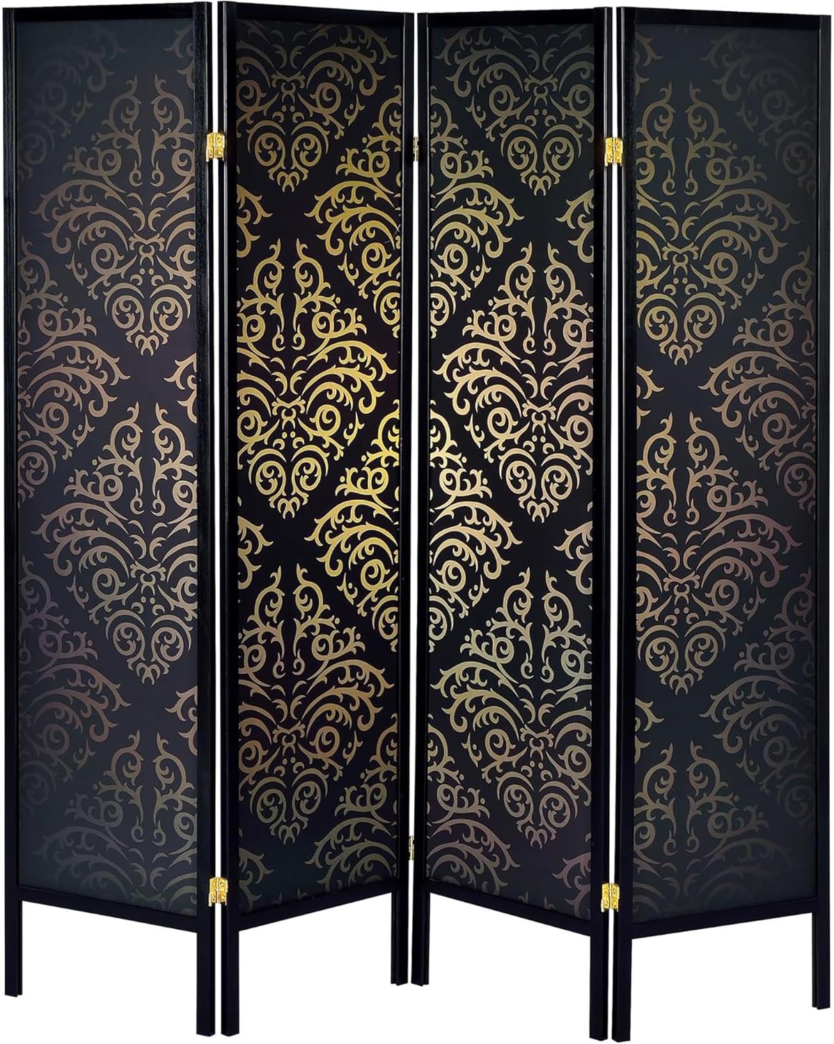 NicBex Room Divider 4 Panel Room Dividers with Damask Print Partition Room Dividers and Folding Privacy Screens Wall Divider for Home, Office, Room Separation,69.5" W x 0.75" D x 70.25" H, Black - Lumora Desk