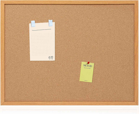 Board2by Cork Board Bulletin Board 24 x 36, Wood Framed Corkboards for Wall Decor, Hanging Office Message Board, Large Wall Mounted Notice Pin Board with 15 Push Pins for School, Home & Office