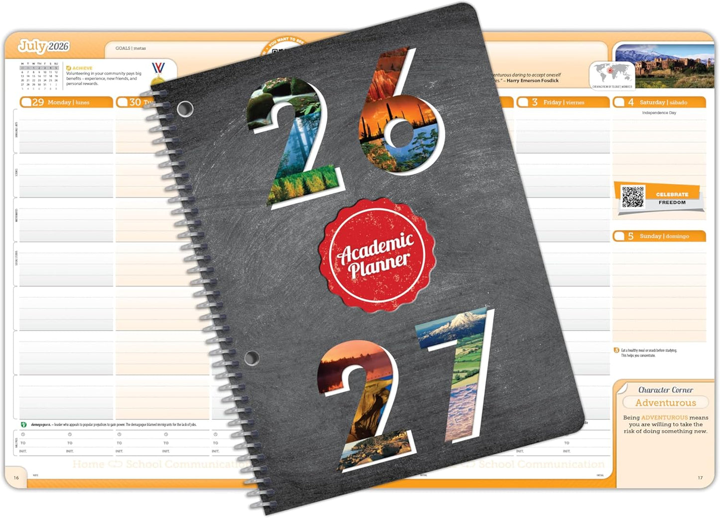 Middle & High School Weekly Planner with Boulder Cover, 6.75" x 9" | 2026-2027 academic year, durable for backpacks and lockers, vertical layout, goal setting, portable size, lay flat design
