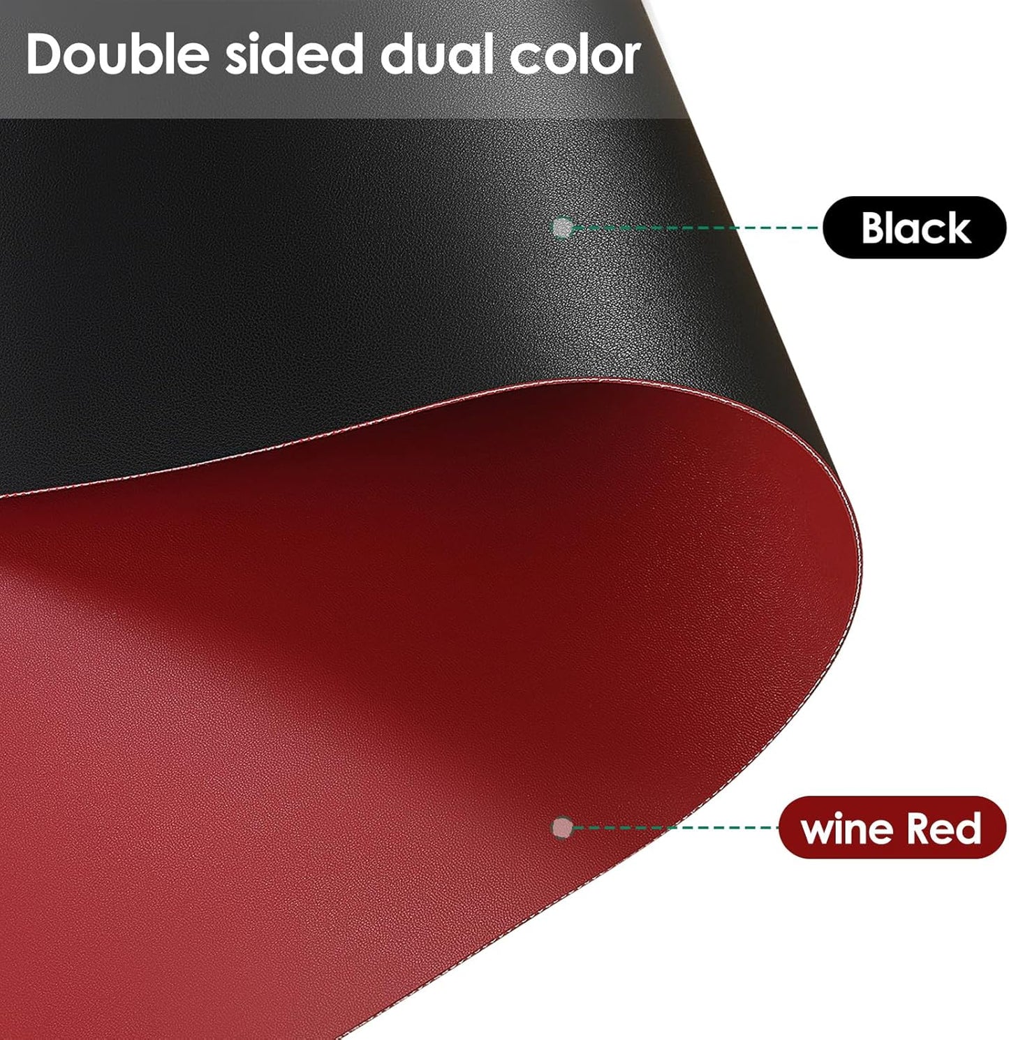 Leather Table Cover,1.8mm Thick,24x60 Inch Desk Cover,Large Desk Mat,Table Protector,Table Cover Protector,Desk Protector,Table Pad,(Black+Wine Red,24x60)