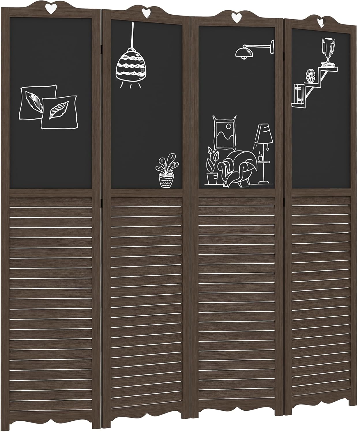 NicBex Room Divider 4 Panel Room Dividers with Black Boards Partition Room Dividers and Folding Privacy Screens 5.5 FT Wall Divider for Home, Office, Room Separation,63.75"W x 0.75"D x 67.75"H,Brown - Lumora Desk