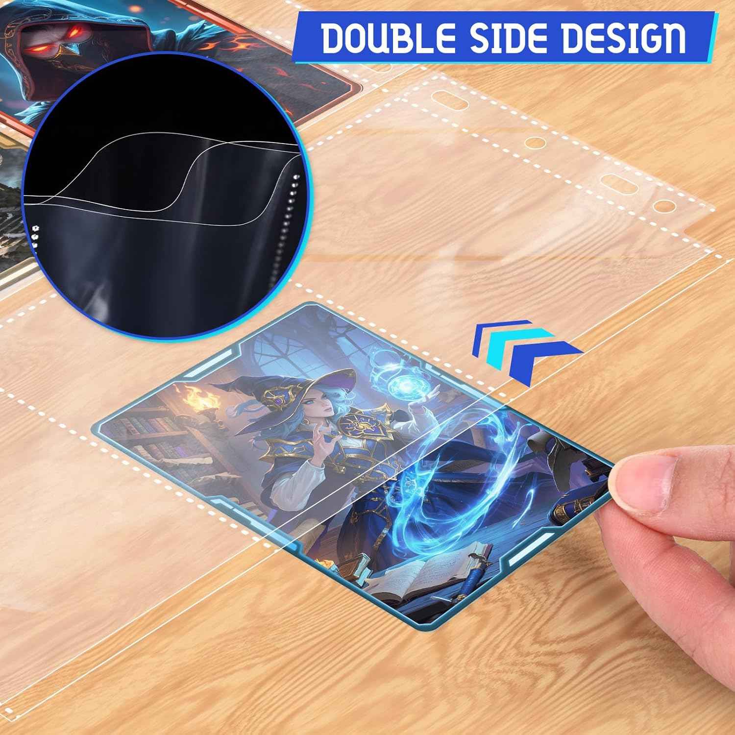 Tioplior Trading Card Sleeve Pages,9 Pockets Double Sided Binder Sheets for 3 Ring Binder,Hold 1800 Cards Fit for MTG,TCG,Baseball,Sports Standard Cards (100)