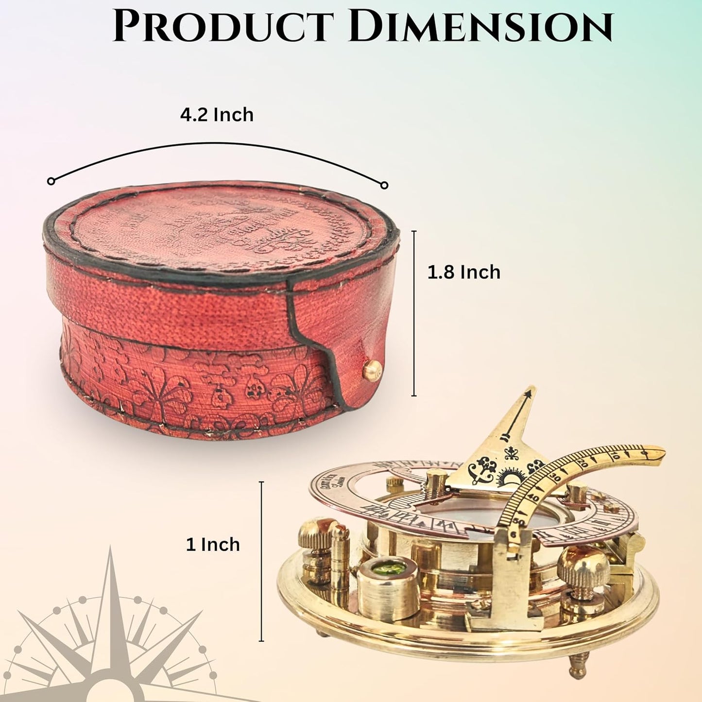 Navigate Your Destiny with Grace: Exquisite Vintage Brass Compass with Leather Case - Your Distinctive Guide Through Life's Adventures (4 Inch) - Use or Gifting