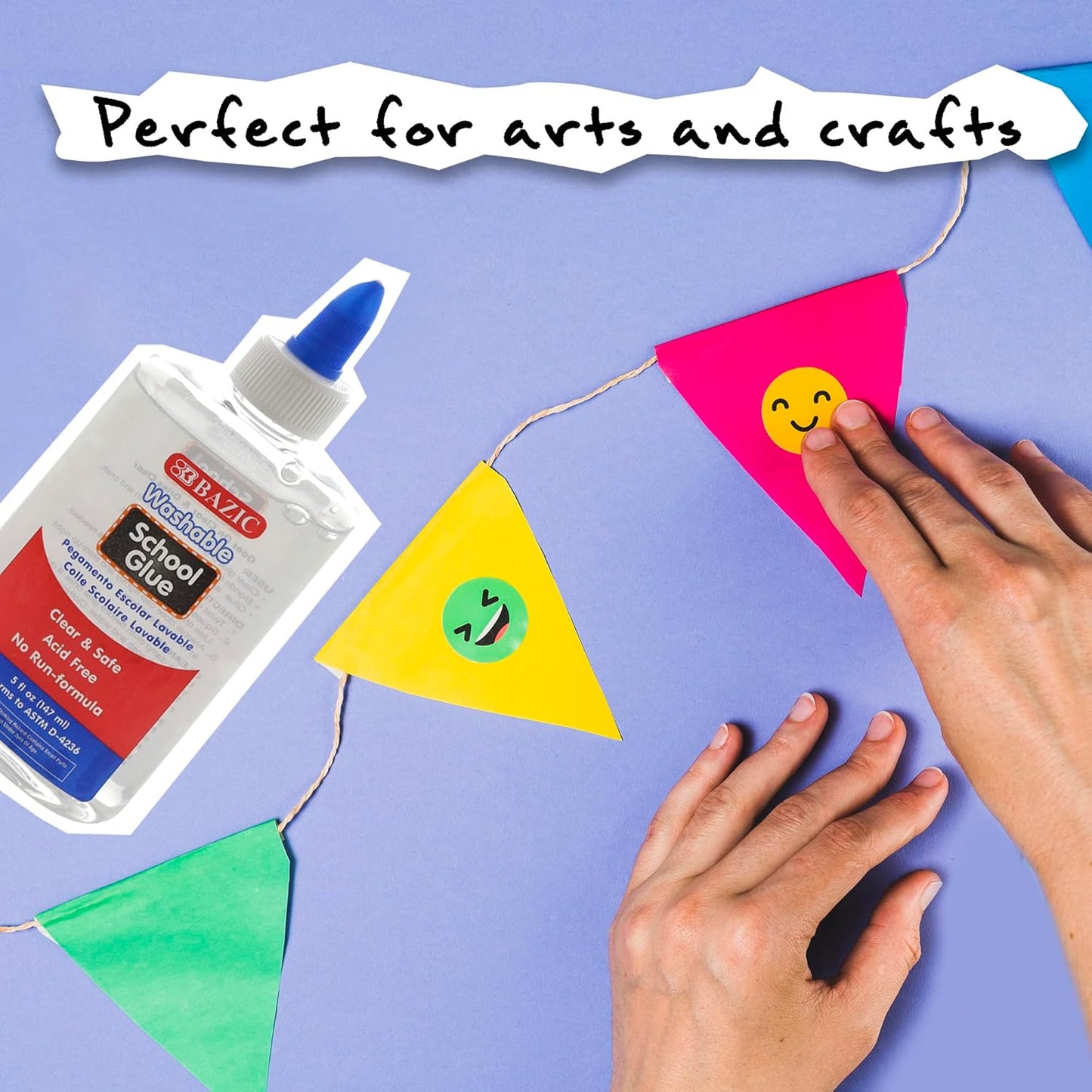 BAZIC 5 Oz. (147 mL) Washable Clear School Glue, Liquid Glue, Great for Kids Making Stretchy Slime, Fun Creative Art Play Activity in Class Home, 1-Bottle