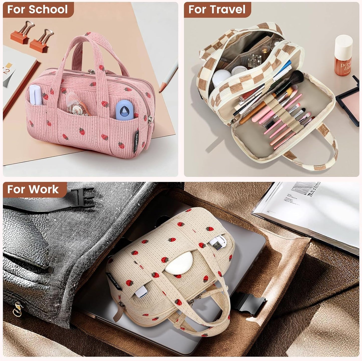 Large Pencil Case Pouch, Extra Big Pencil Bags with Zipper, Cute Corduroy Pencil Pouch with 5 Compartments, Pen Bag Wide Opening, Pencil Pouch Organizer, Pencil Box for Teen Girls Adults