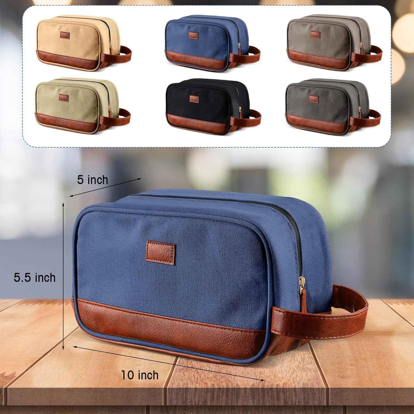 Paterr 6 Pcs Men's Toiletry Bags for Traveling Wedding Groomsmen Gifts Canvas and Leather Bathroom Shaving Bag for Groomsmen Father's Day Wedding Party Favors