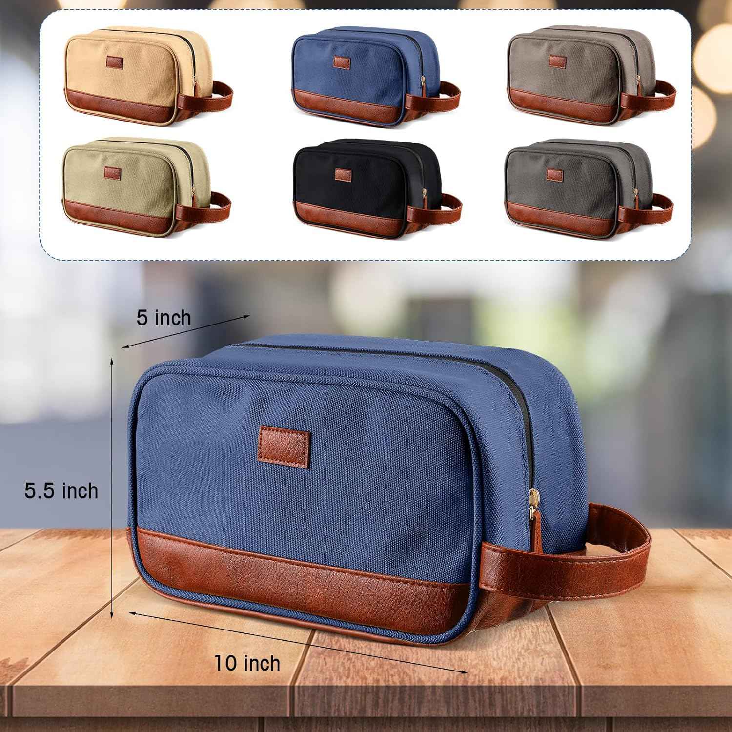 Paterr 6 Pcs Men's Toiletry Bags for Traveling Wedding Groomsmen Gifts Canvas and Leather Bathroom Shaving Bag for Groomsmen Father's Day Wedding Party Favors