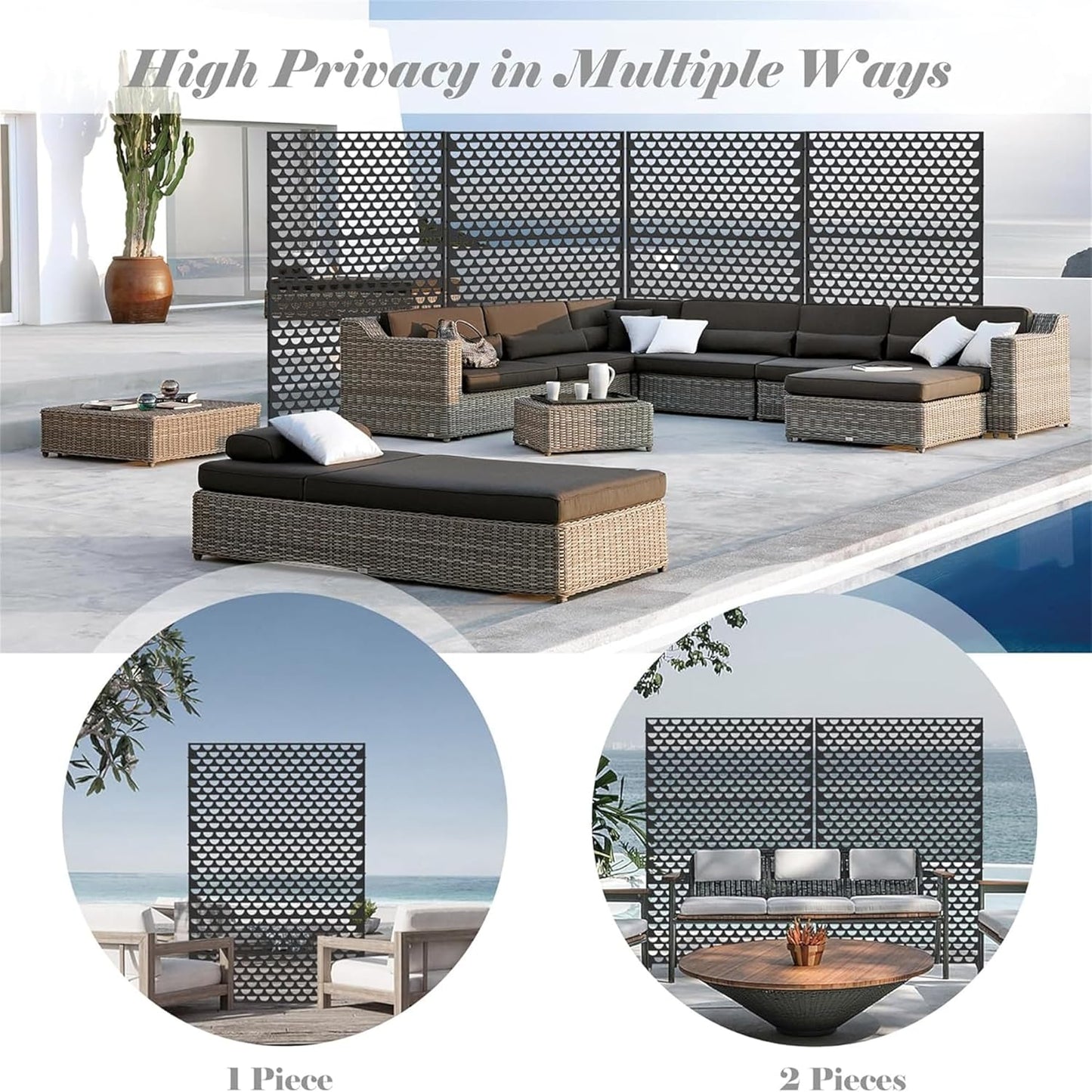 NicBex Room Divider 1 Panel Room Dividers with Semicircle Pattern Design Partition Room Dividers and Metal Privacy Screens Wall Divider for Outdoor, Room Separation,48.31"W x 15.75"D x 70.75"H, Black - Lumora Desk