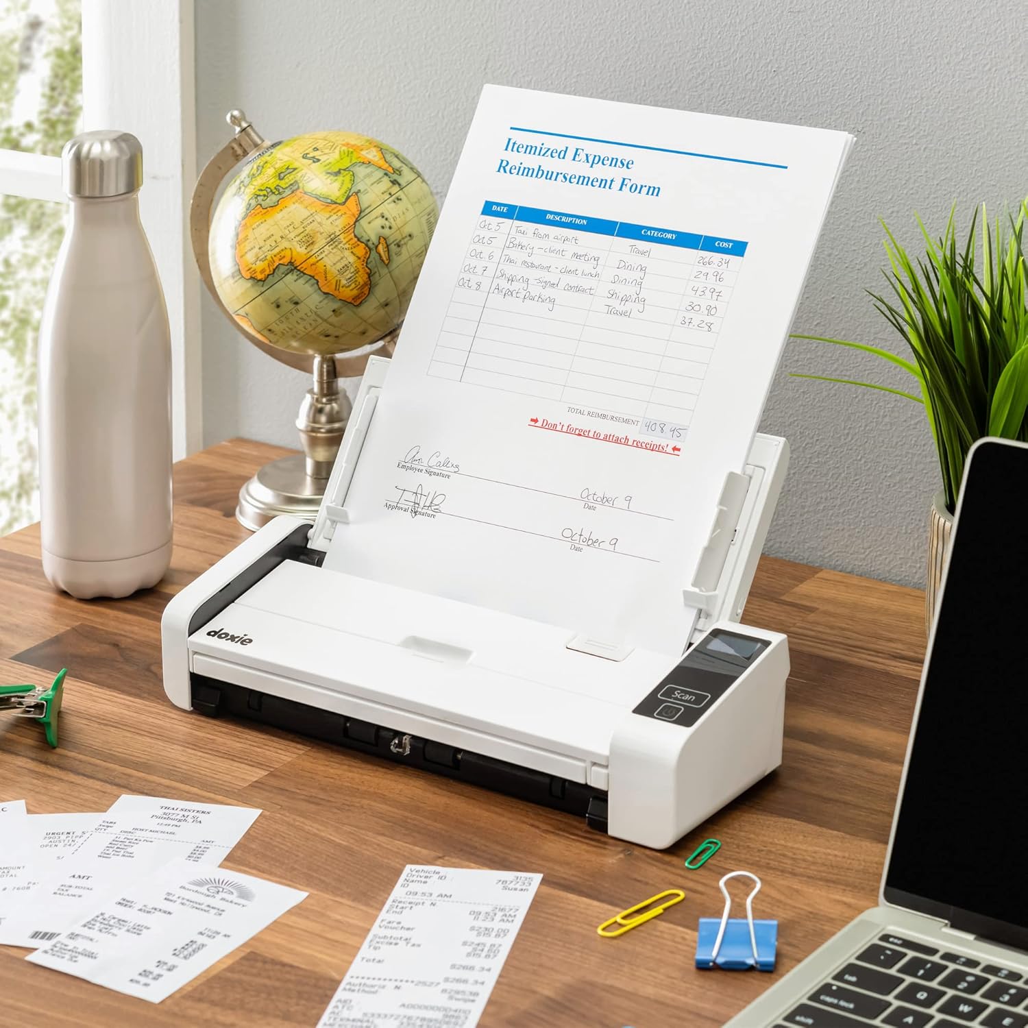 Doxie Pro DX400 - Duplex Document Scanner and Receipt Scanner for Home and Office with Amazing Software for Mac and PC - Lumora Desk