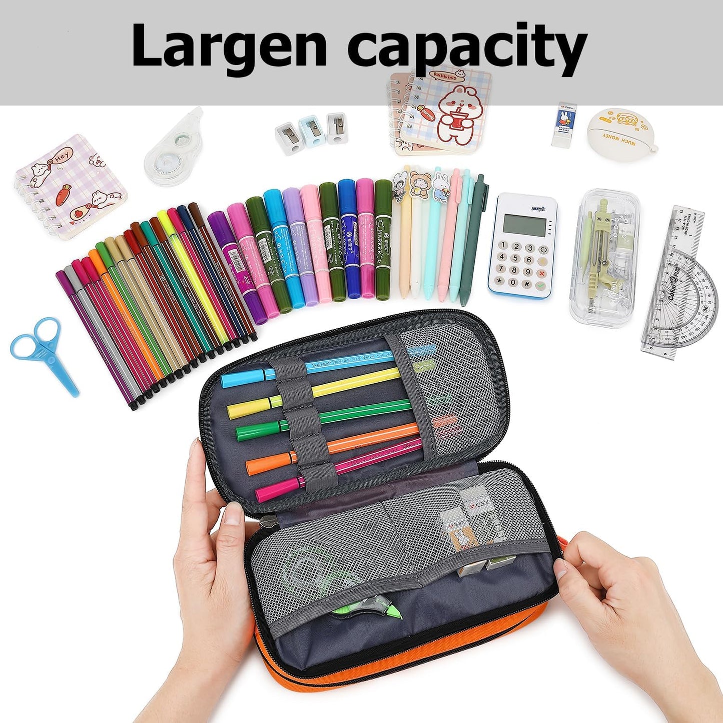Large Capacity Pencil Case Multi-Slot Pencil Pouch Durable Pencil Box Portable Office Pen Bag with Zipper