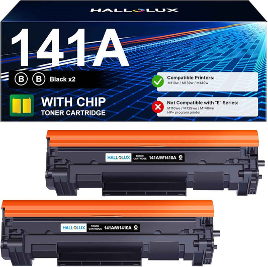 141A Toner Cartridge (with Chip) Compatible Replacement for HP 141A Black LaserJet Toner Cartridge W1410A 141X for HP LaserJet M110w MFP M139w M140w Printer Ink (Black 2 Pack)