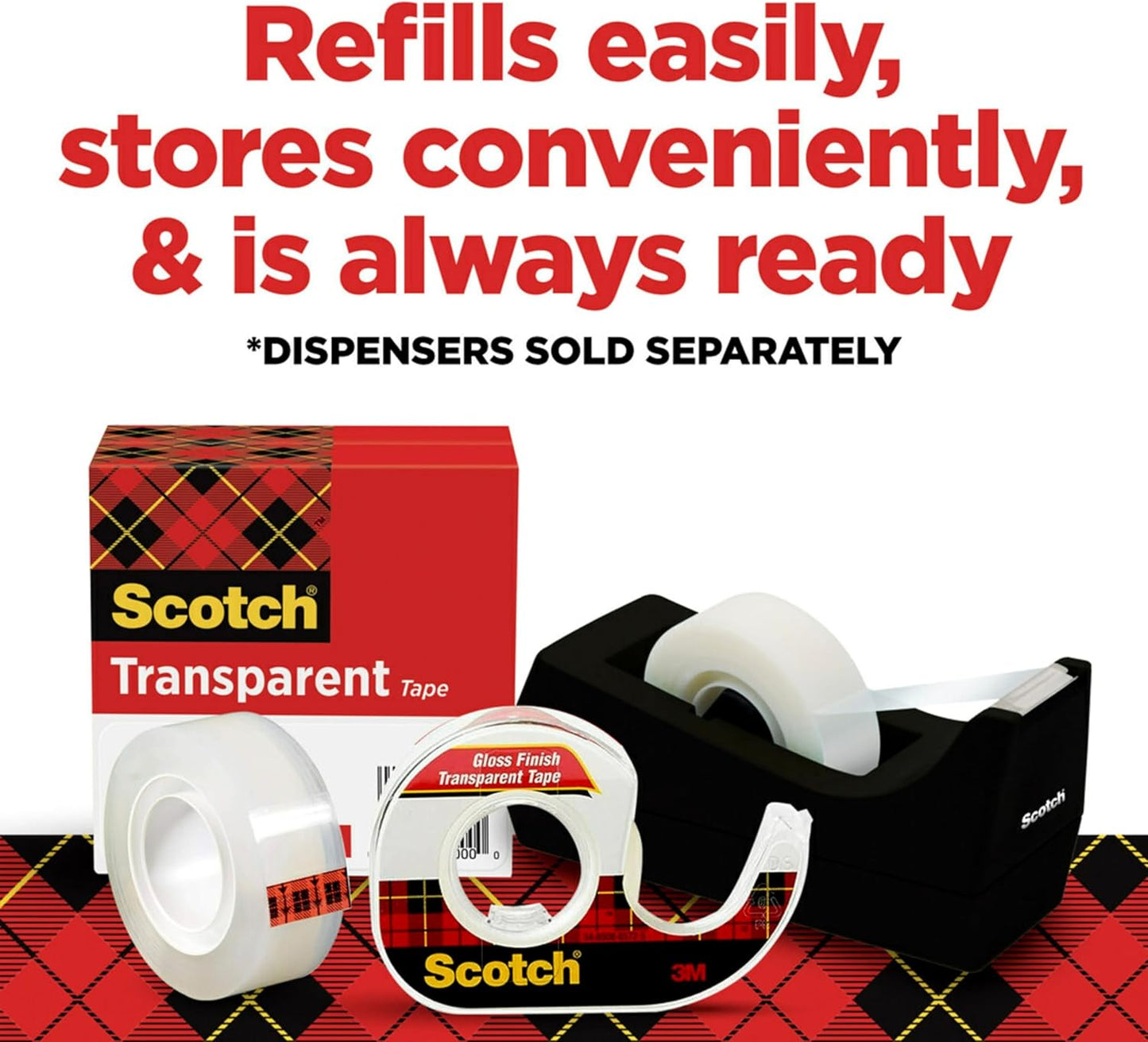 Scotch Transparent Tape, Clear Tape Engineered for Office and Home Use, 1 Inch Core, 3/4 in x 1000 in, 6 Boxes